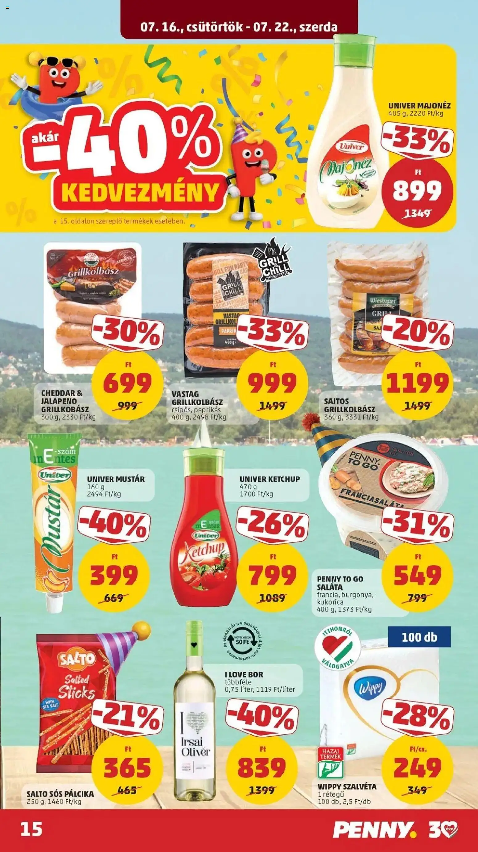 PENNY akciós ujság - amely érvényes a következő dátumtól: 2026.07.16. | Oldal: 15 | Termékek: Grillkolbász, Cheddar, Ketchup, Jalapeno