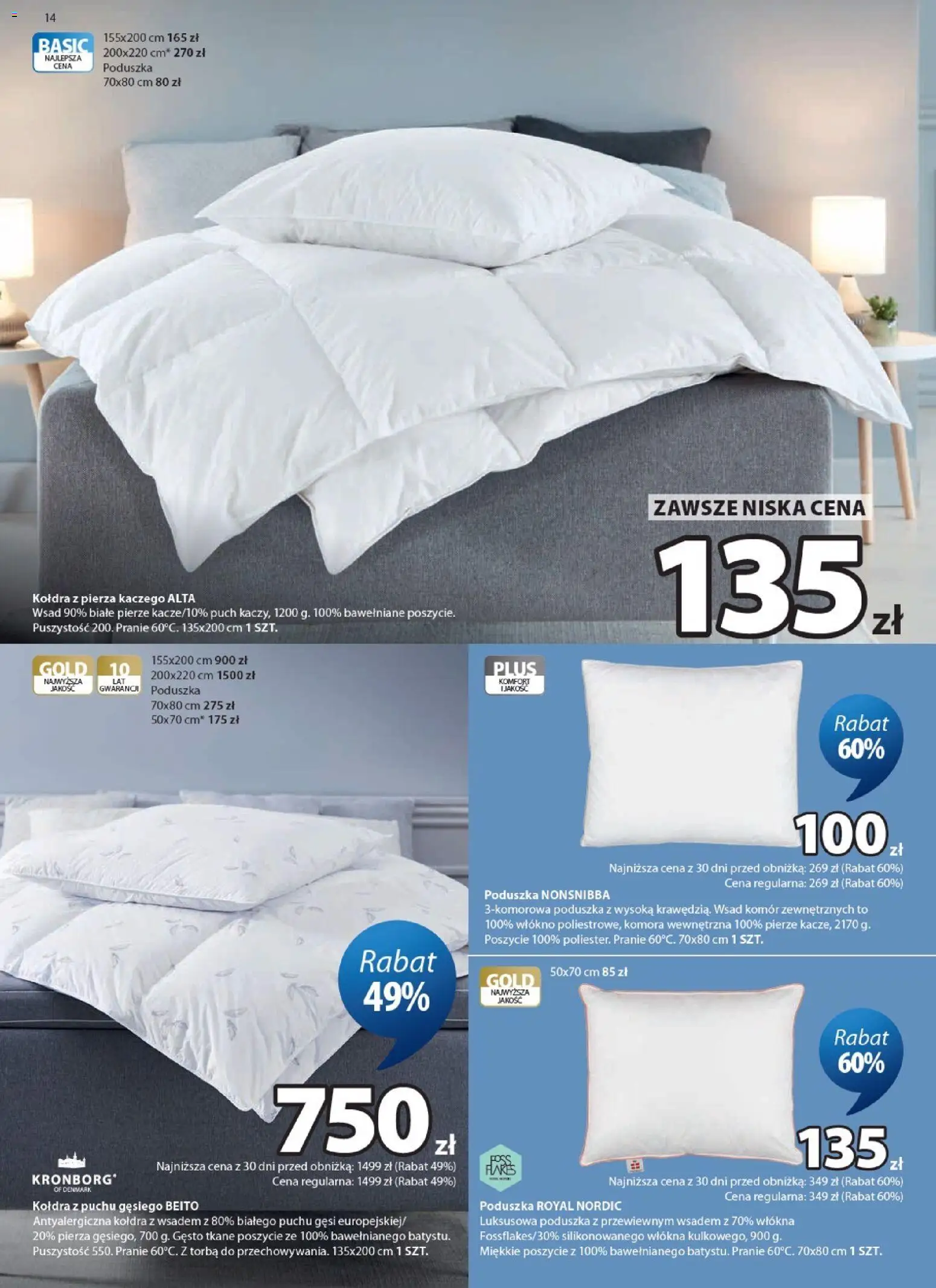 JYSK gazetka od 21.10.2026 | Strona: 14 | Produkty: Poduszka 70x80, Torba, Poduszka, Kołdra