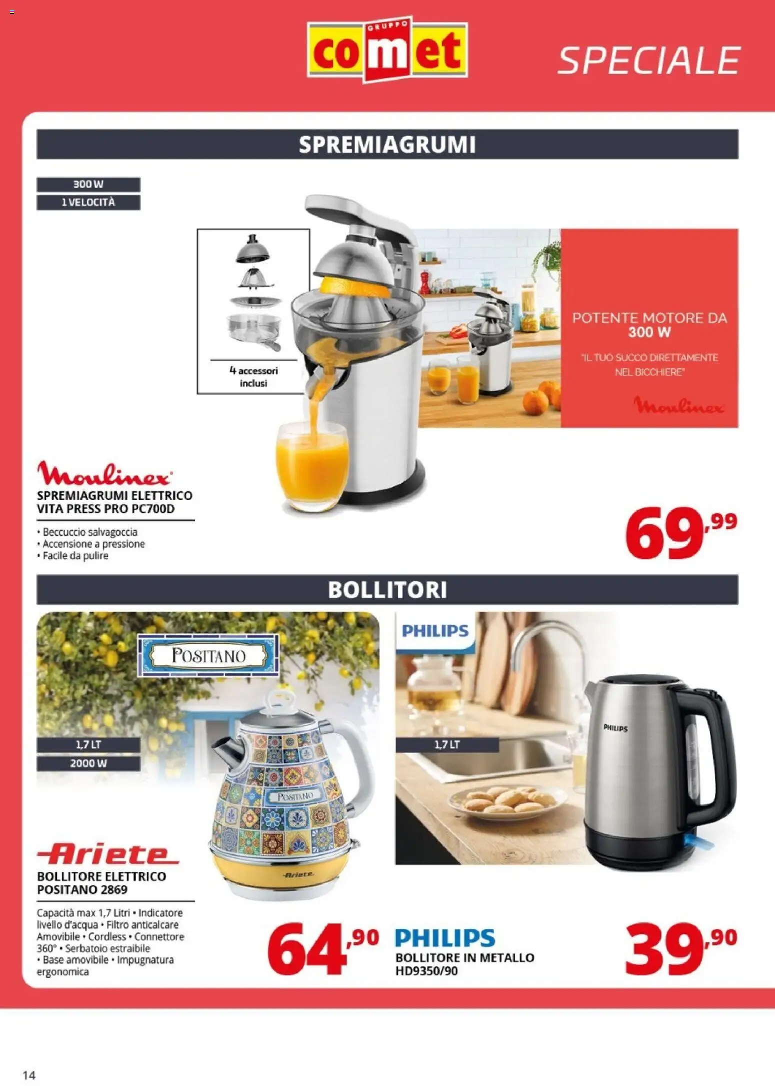 Volantino Comet del 09.06.2026 | Pagina: 14 | Prodotti: Succo, Anticalcare, Bollitore, Spremiagrumi