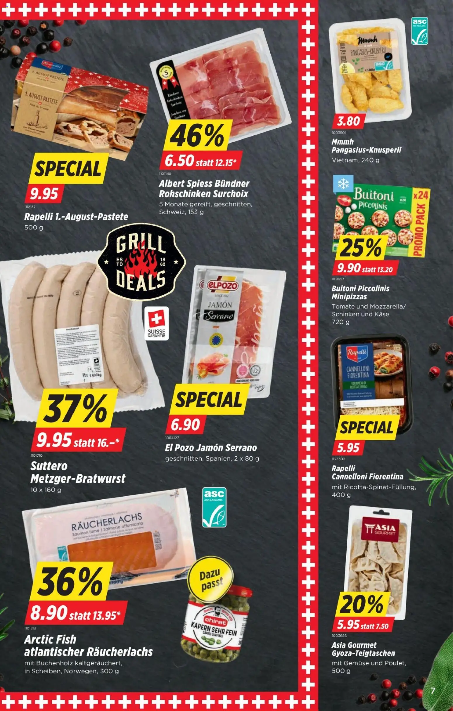 Denner aktionen – gültig ab 30.07.2026 | Seite: 7 | Produkte: Käse, Räucherlachs, Schinken, Gemüse