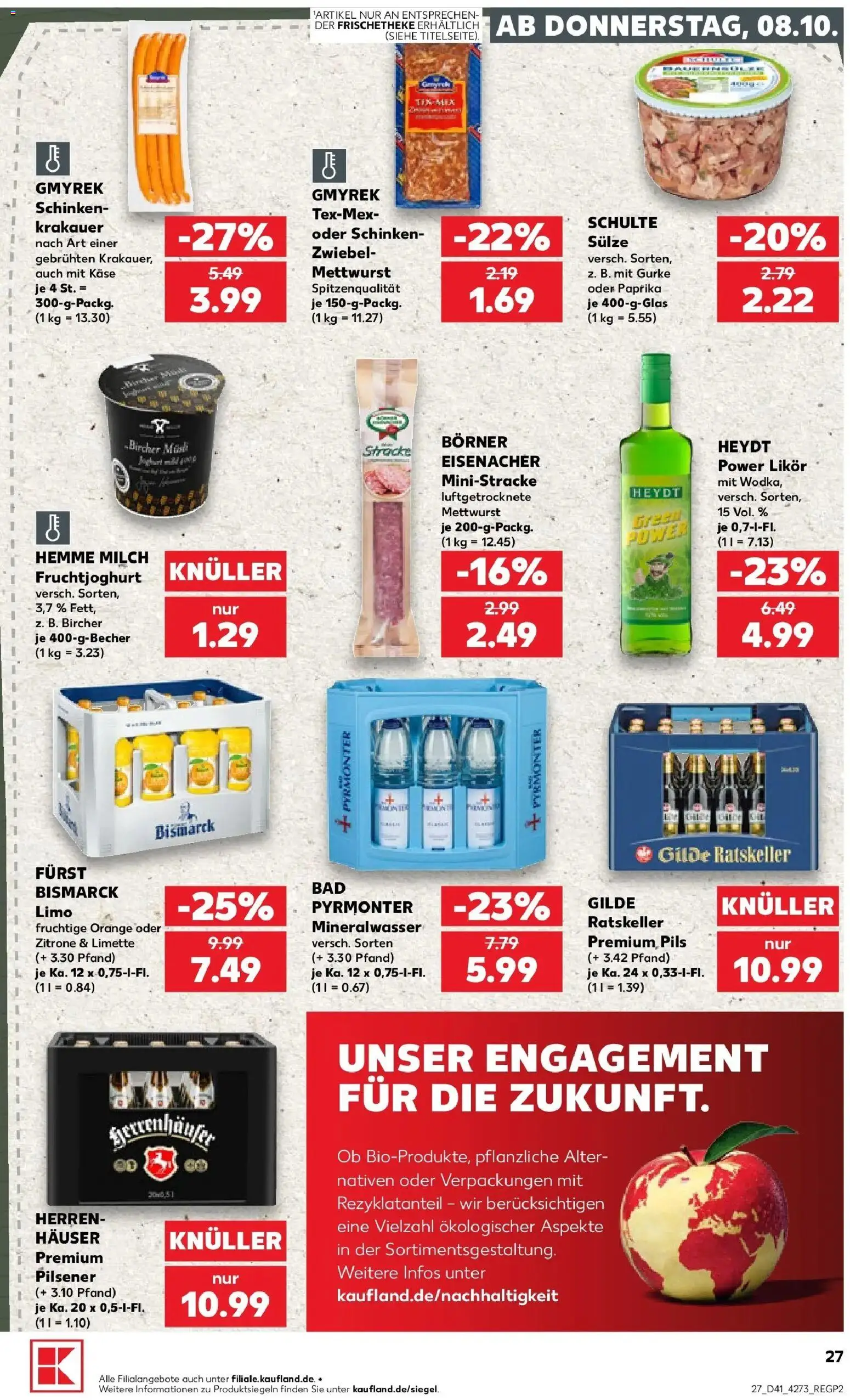 Prospekt Kaufland ab 08.10.2026 » Angebote Online zum Blättern | Seite: 27 | Produkte: Musli, Fruchtjoghurt, Mineralwasser, Paprika