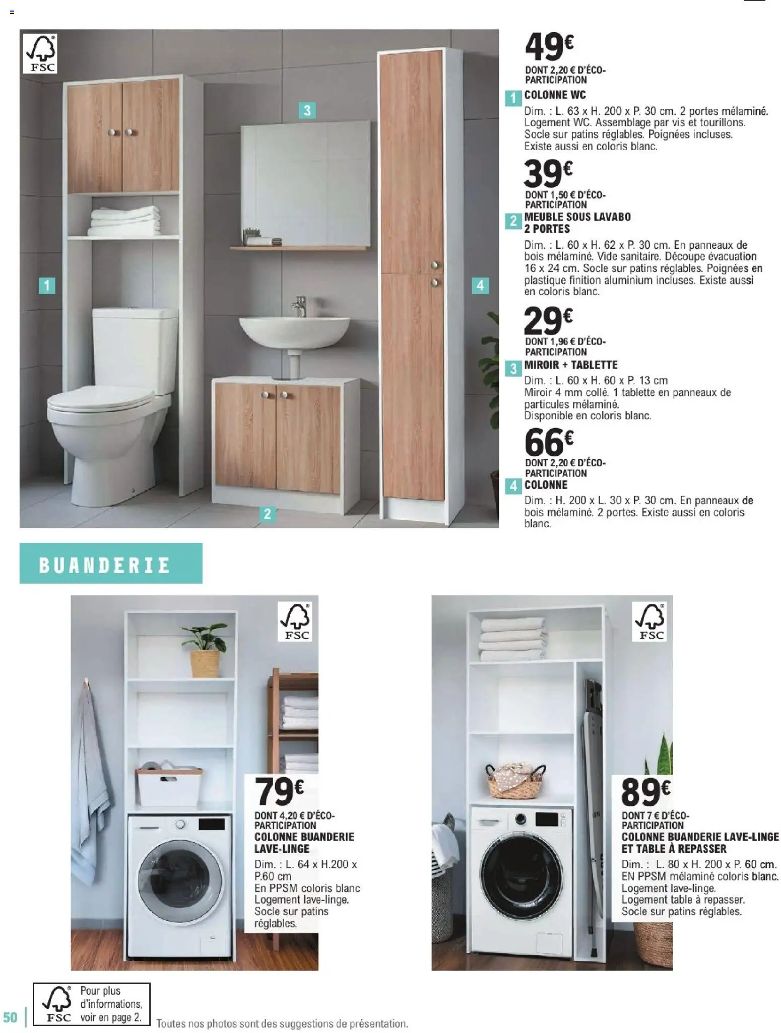 {H1} | Page: 50 | Produits: Tablette, Table à repasser, Portes, Miroir