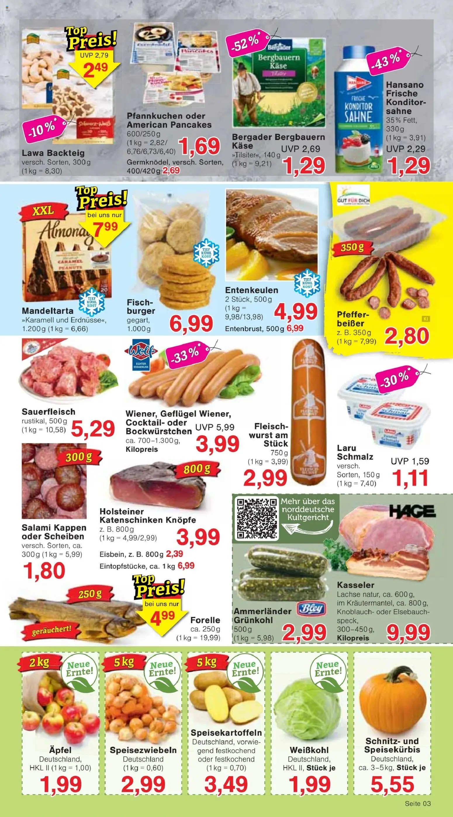 Jawoll Prospekt – gültig ab 26.10.2026 | Seite: 3 | Produkte: Burger, Fisch, Knoblauch, Sahne