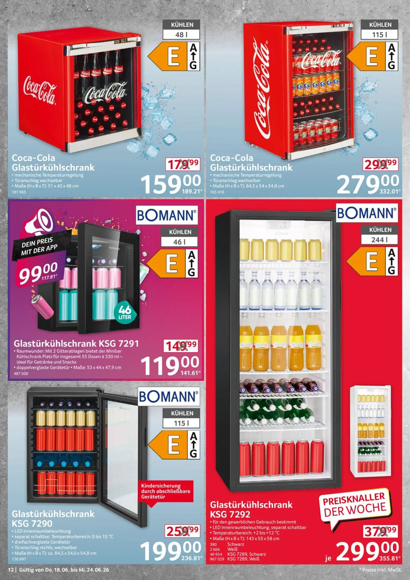 Selgros Non Food – gültig ab 18.06.2026 | Seite: 12 | Produkte: Coca cola, Cola, Kühlschrank