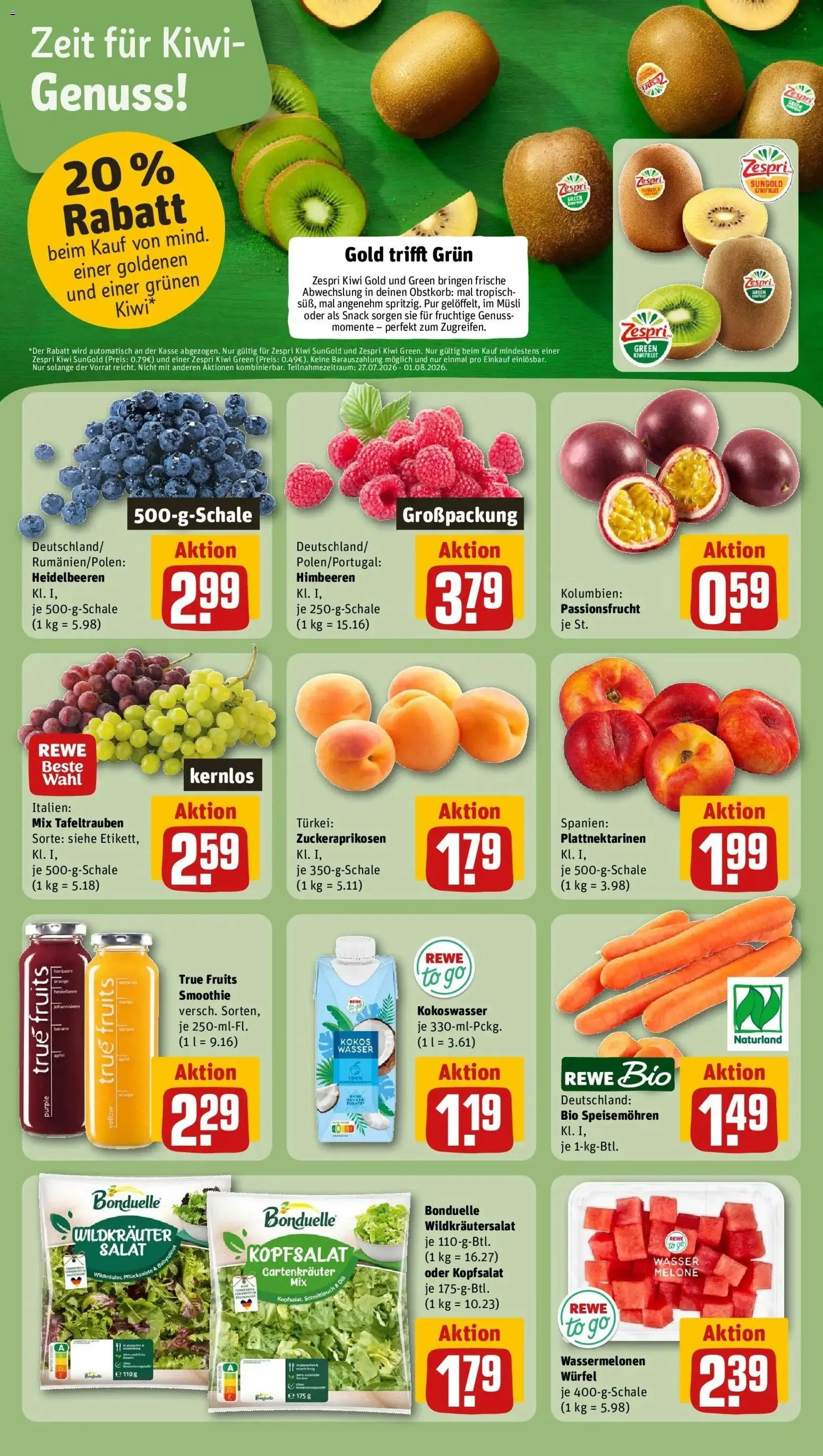 Rewe Prospekt Hilden – gültig ab 27.07.2026 | Seite: 4 | Produkte: Musli, Äpfel, Melone, Himbeere