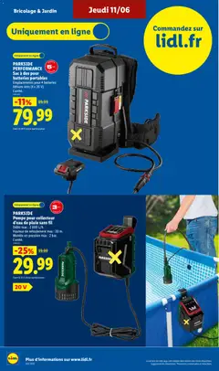 LIDL - Prévisualisation de PARKSIDE PERFORMANCE Sac à dos pour batteries portables Emplacements pour 4 batteries lithium-ions (4 x 20 V). L'unité., A black backpack designed to hold 4 portable lithium-ion batteries (4 x 20 V). valide à partir de 11.06.2026 | Page: 42