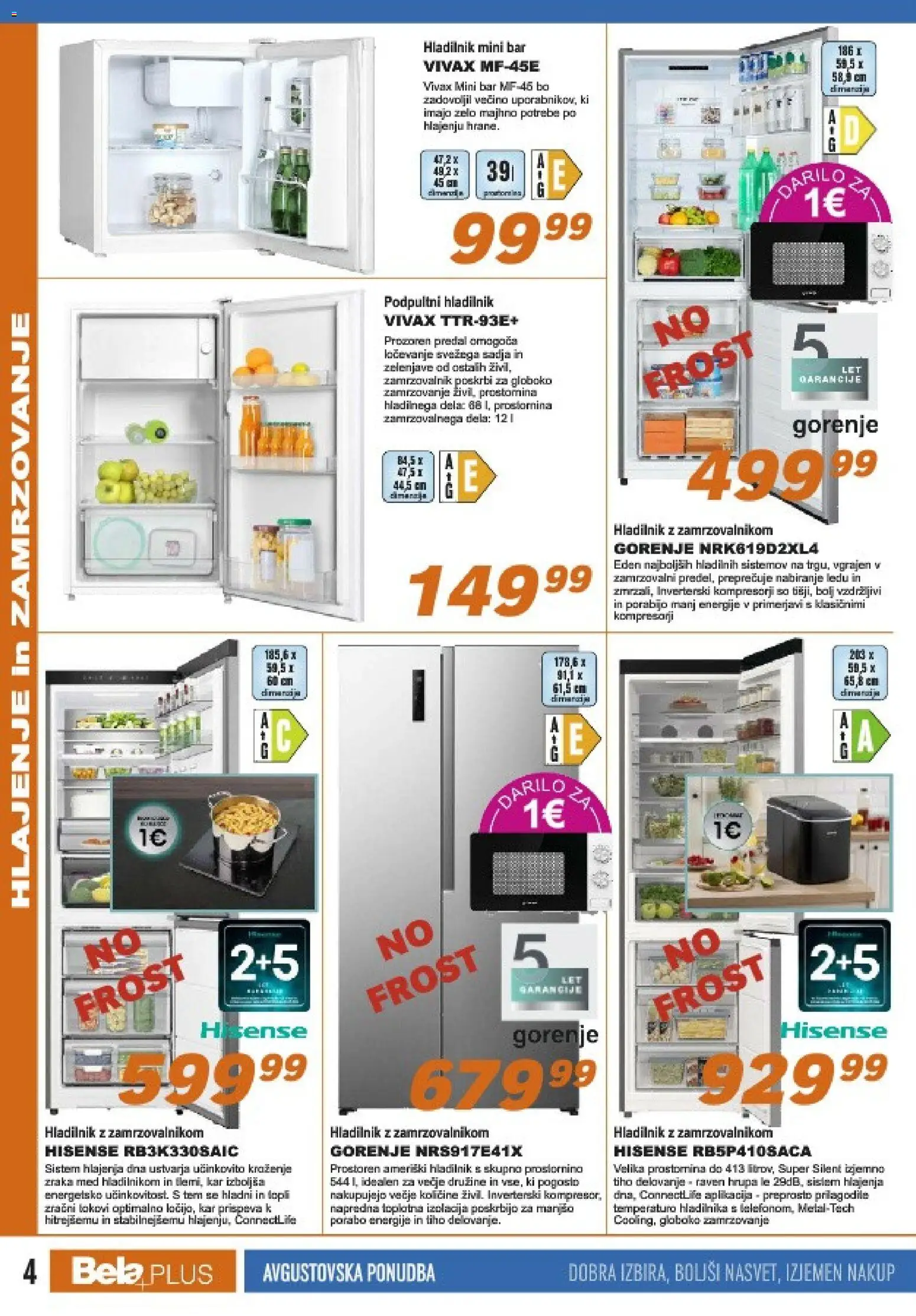 Novi Bela plus katalog ponudbe – veljaven od 19.08.2026 | Stran: 4 | Izdelki: Med, Hladilnik, Zamrzovalnik