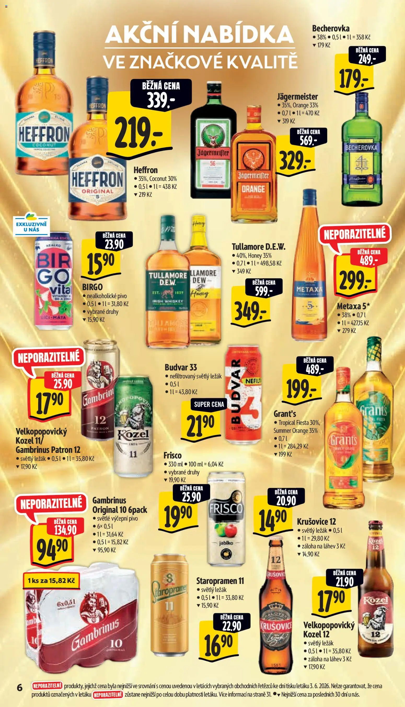 Albert leták - Hypermarket od 10.06.2026 | Strana: 12 | Produkty: Heffron, Staropramen 11, Krušovice 12, Becherovka