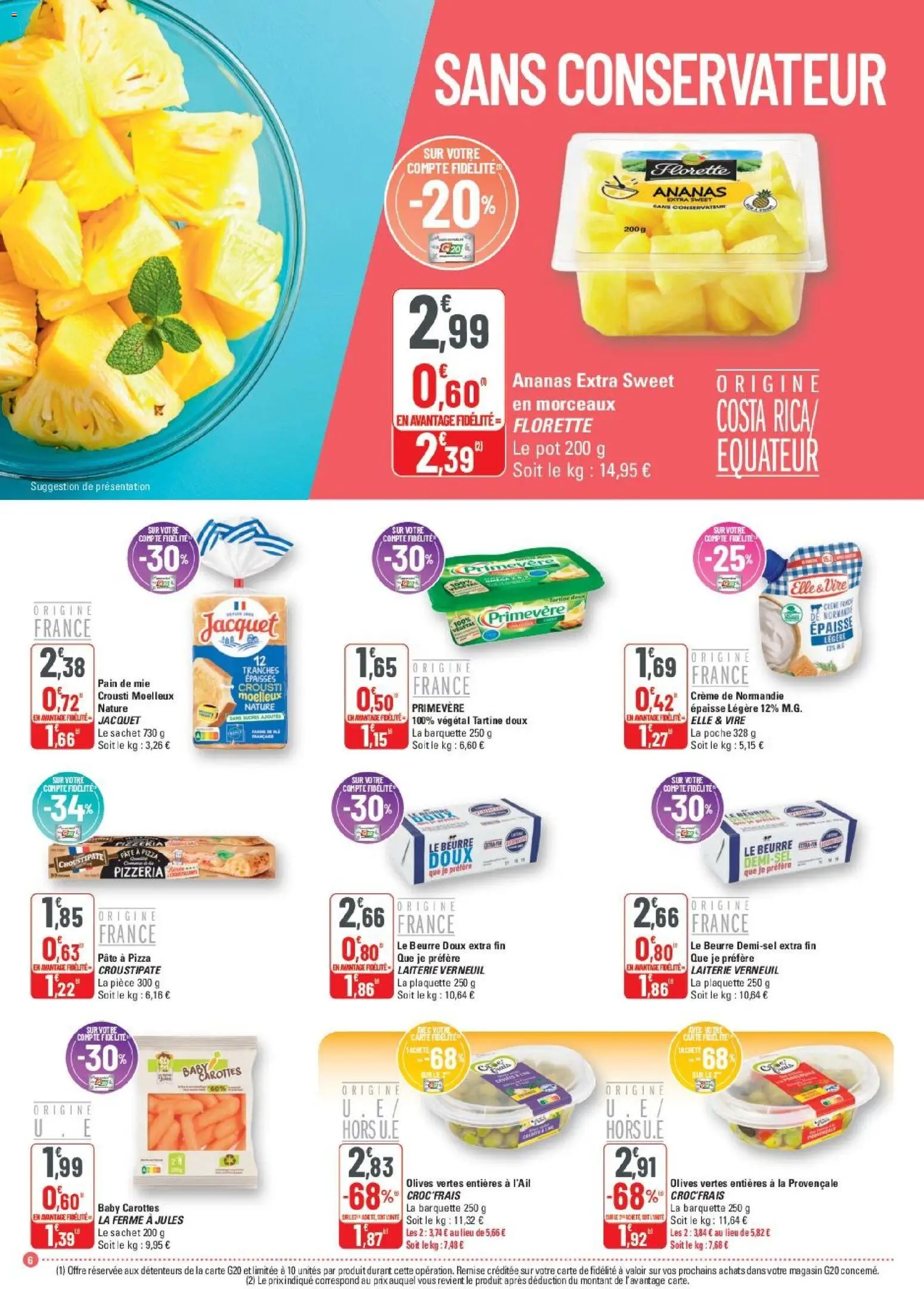 {H1} | Page: 6 | Produits: Pain, Pizza, Ananas, Crème