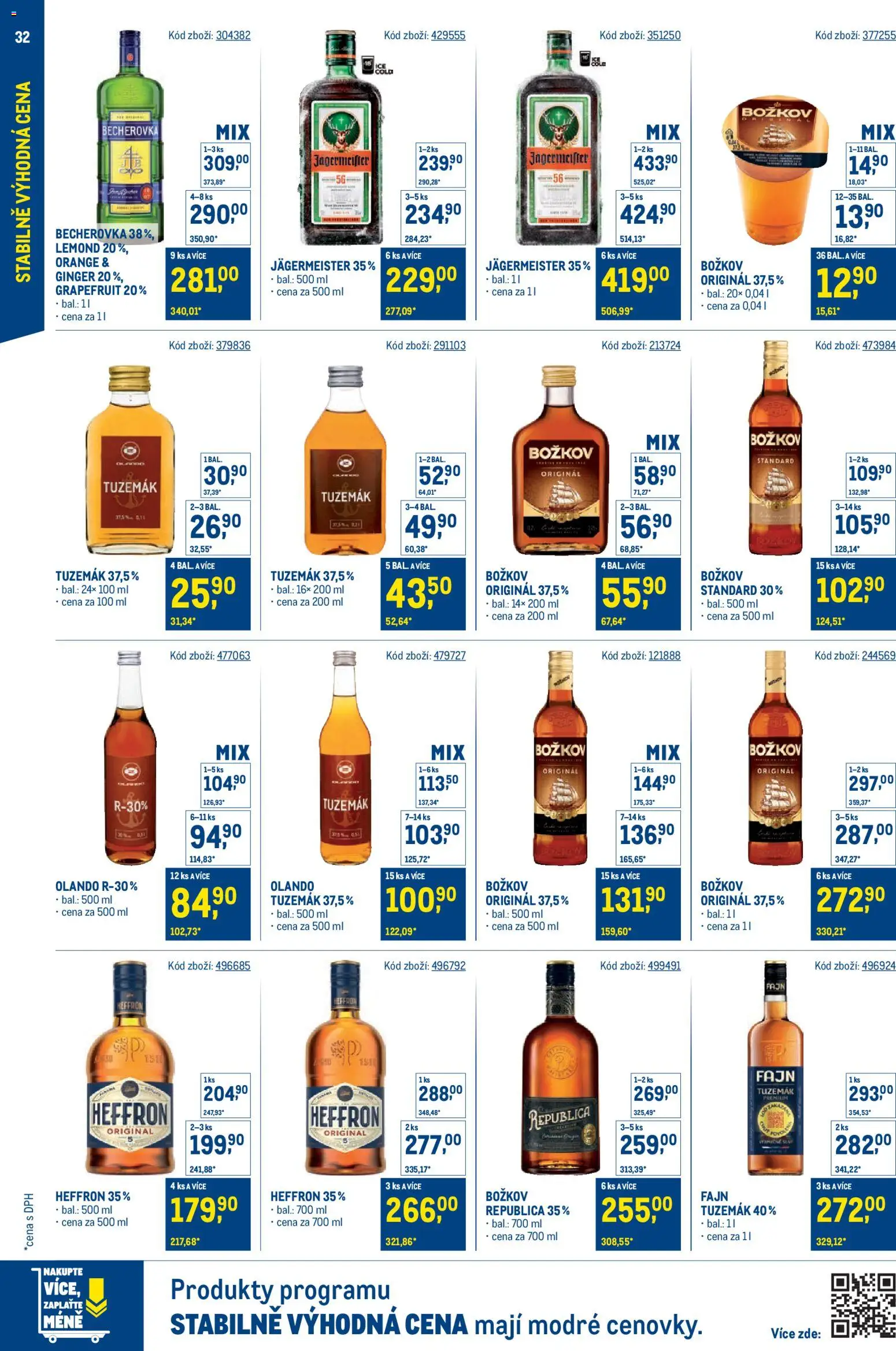 Makro leták - Stabilně výhodná cena od 18.05.2026 | Strana: 32 | Produkty: Jägermeister, Božkov Republica, Republica, Božkov originál