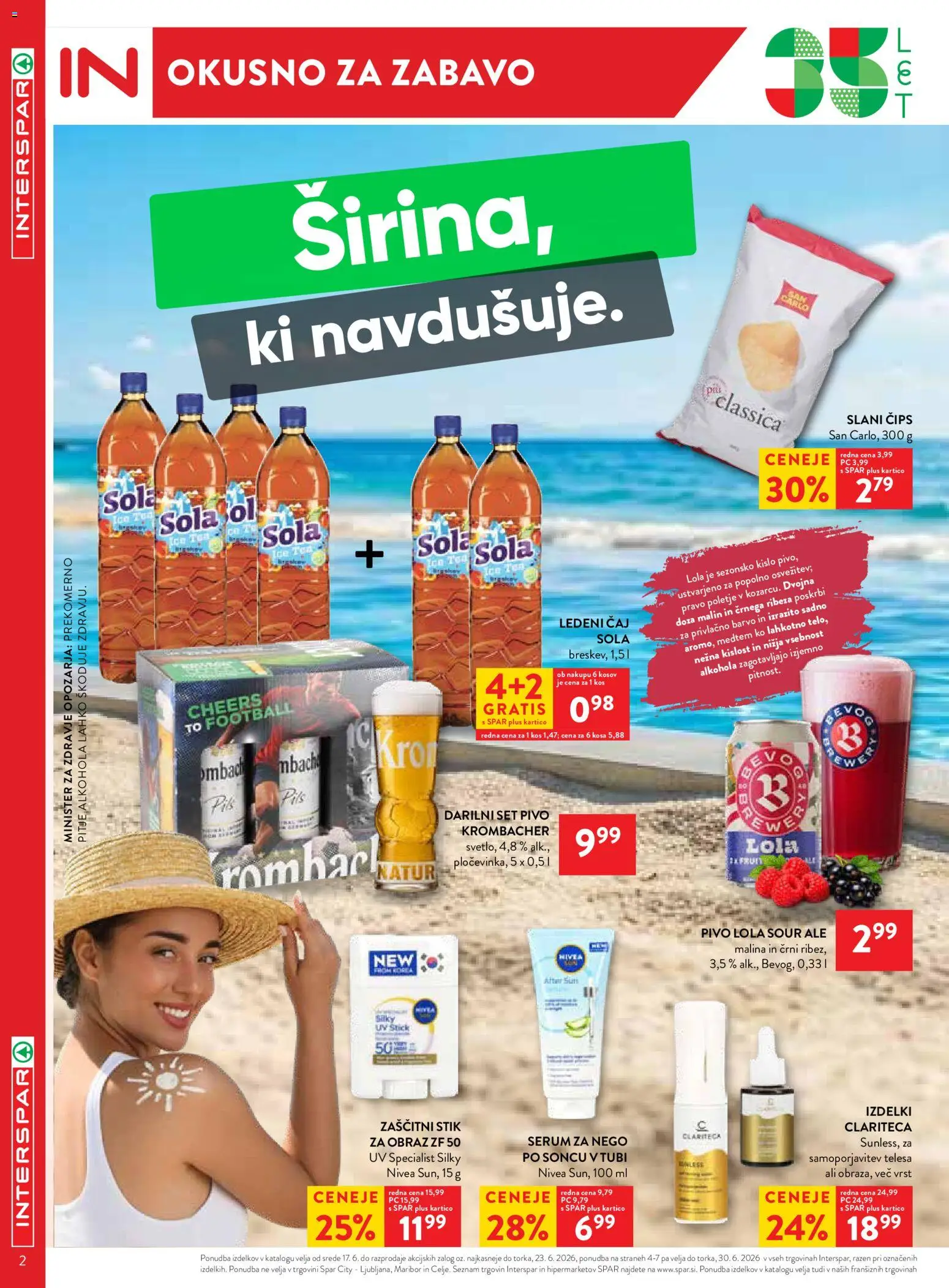 Novi Spar katalog ponudbe – veljaven od 17.06.2026 | Stran: 2 | Izdelki: Kos, Pivo, Caj, Cips