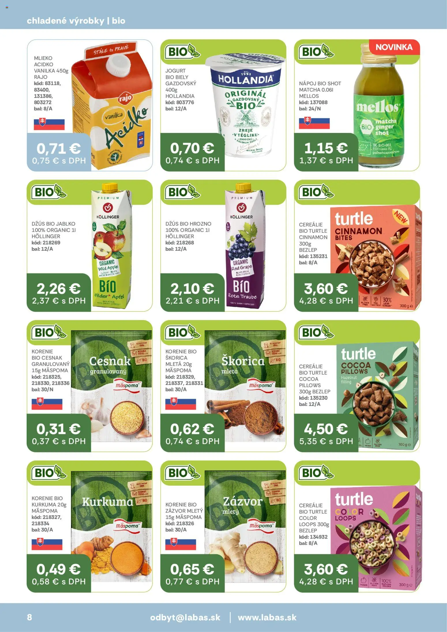 Nové Labaš akcie – leták je platný od 09.10.2026 | Strana: 8 | Produkty: Jogurt, Zázvor, Acidko, Vanilka