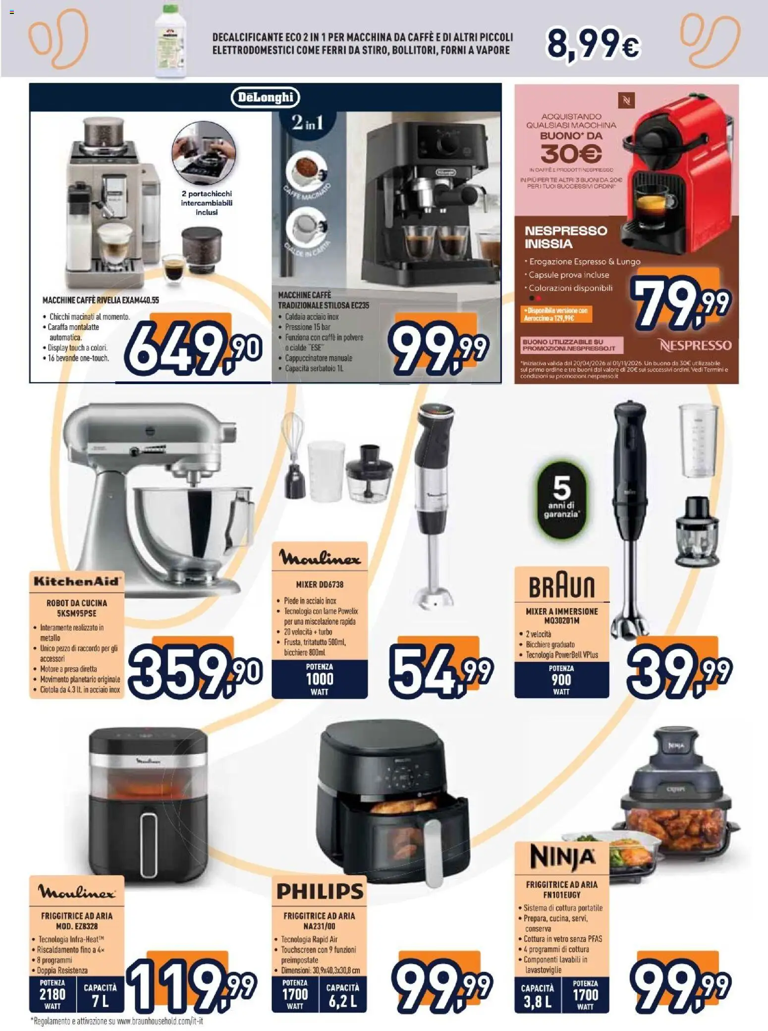 Volantino Unieuro del 07/09/2026 | Pagina: 29 | Prodotti: Macchina da caffe, Bevande, Lavastoviglie, Mixer
