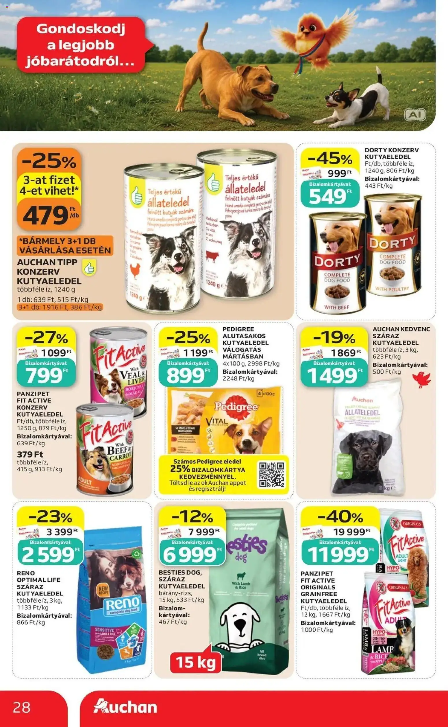 Auchan akciós újság Szolnok - 2026.08.21. -tól/töl > akció, lapozható szórólap 🛍️ | Oldal: 28 | Termékek: Lé, Kutyaeledel, Pedigree, Száraz kutyaeledel