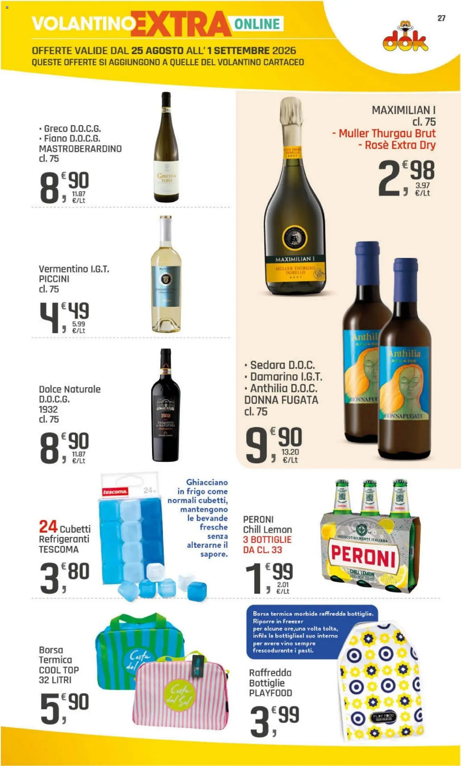 Volantino DOK del 20/08/2026 | Pagina: 27 | Prodotti: Vino, Borsa termica, Freezer, Borsa