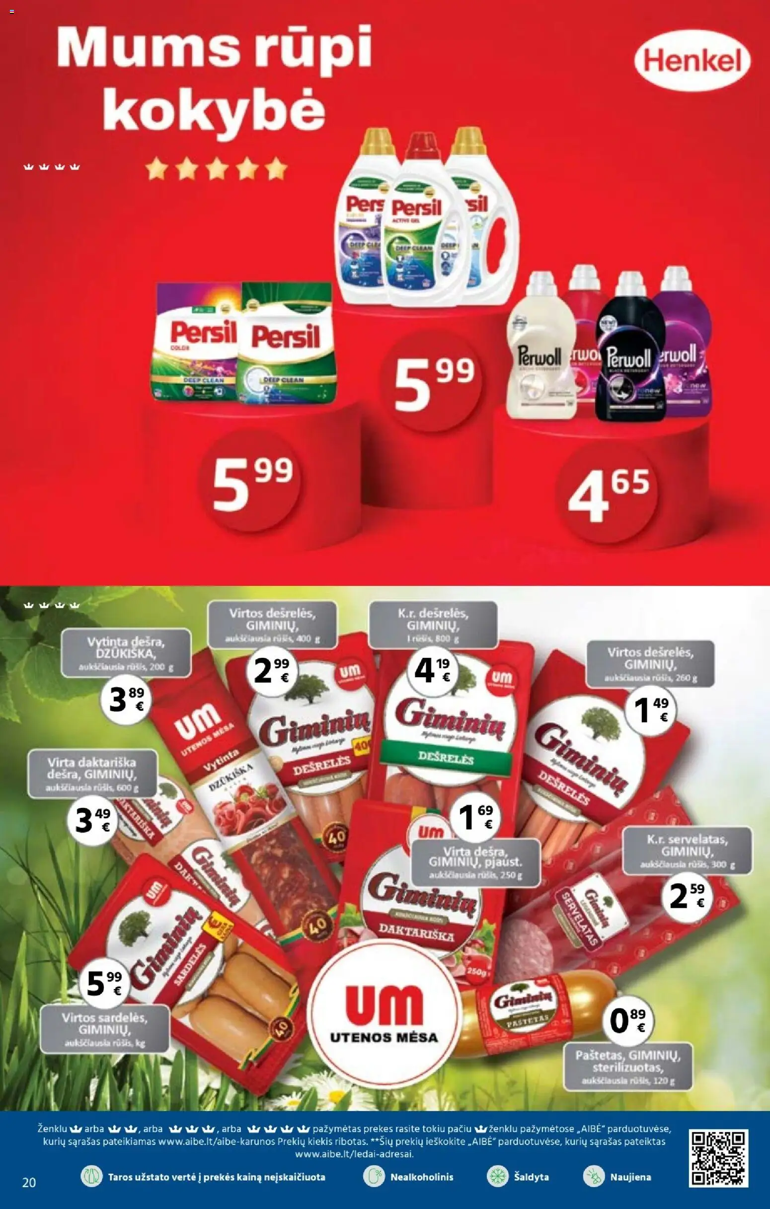 AIBE akcijos nuo 04.06.2026 | Puslapis: 20 | Prekių: Sardelės, Dešrelės