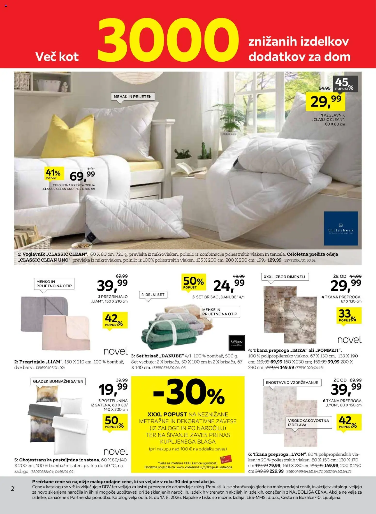 Novi XXXL Lesnina katalog ponudbe – veljaven od 05.08.2026 | Stran: 2 | Izdelki: Zavese, Prevleka, Odeja, Posteljnina