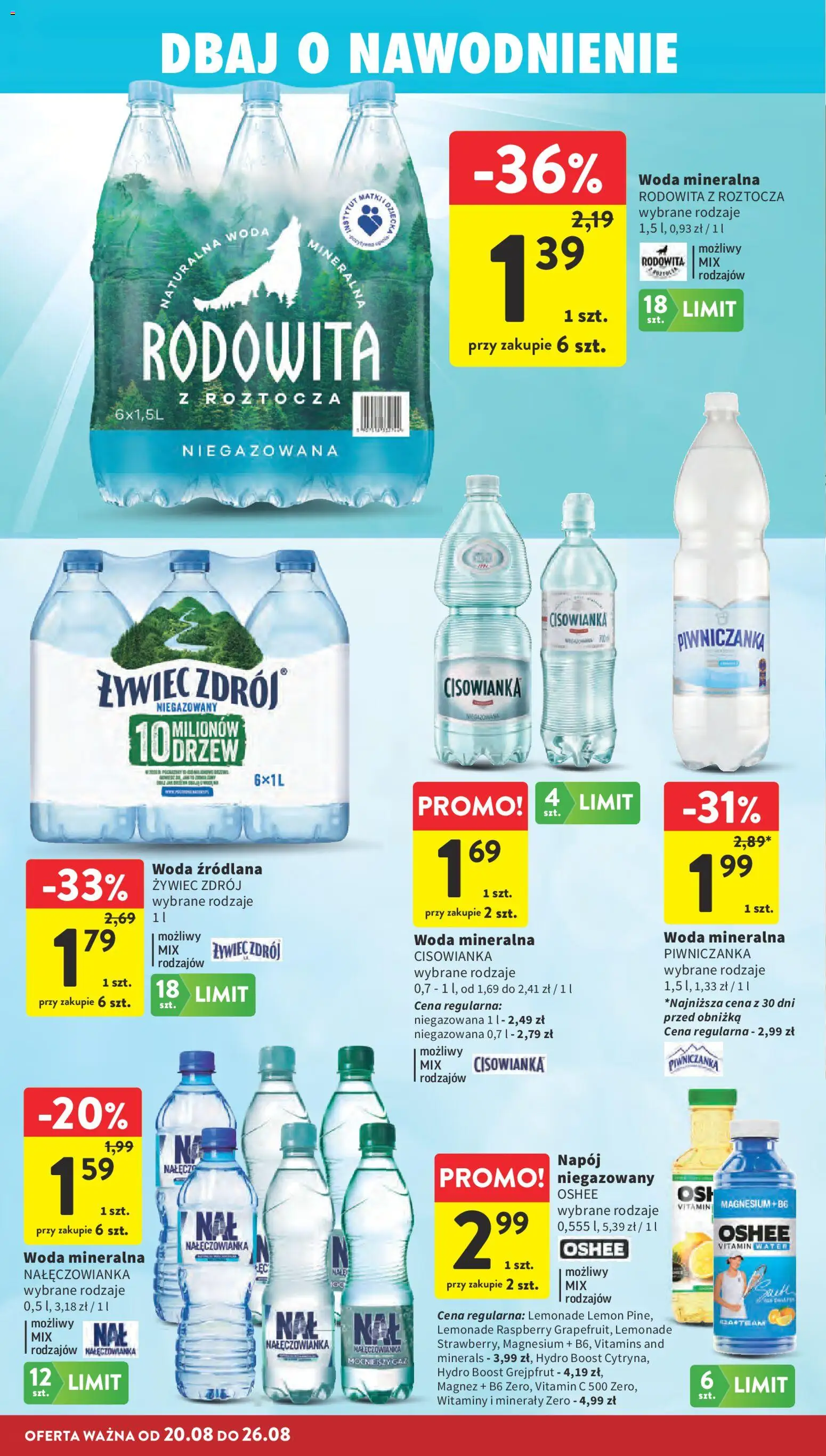 Intermarche gazetka od 20.08.2026 | Strona: 32 | Produkty: Cisowianka, Woda mineralna Nałęczowianka, Woda mineralna, Woda