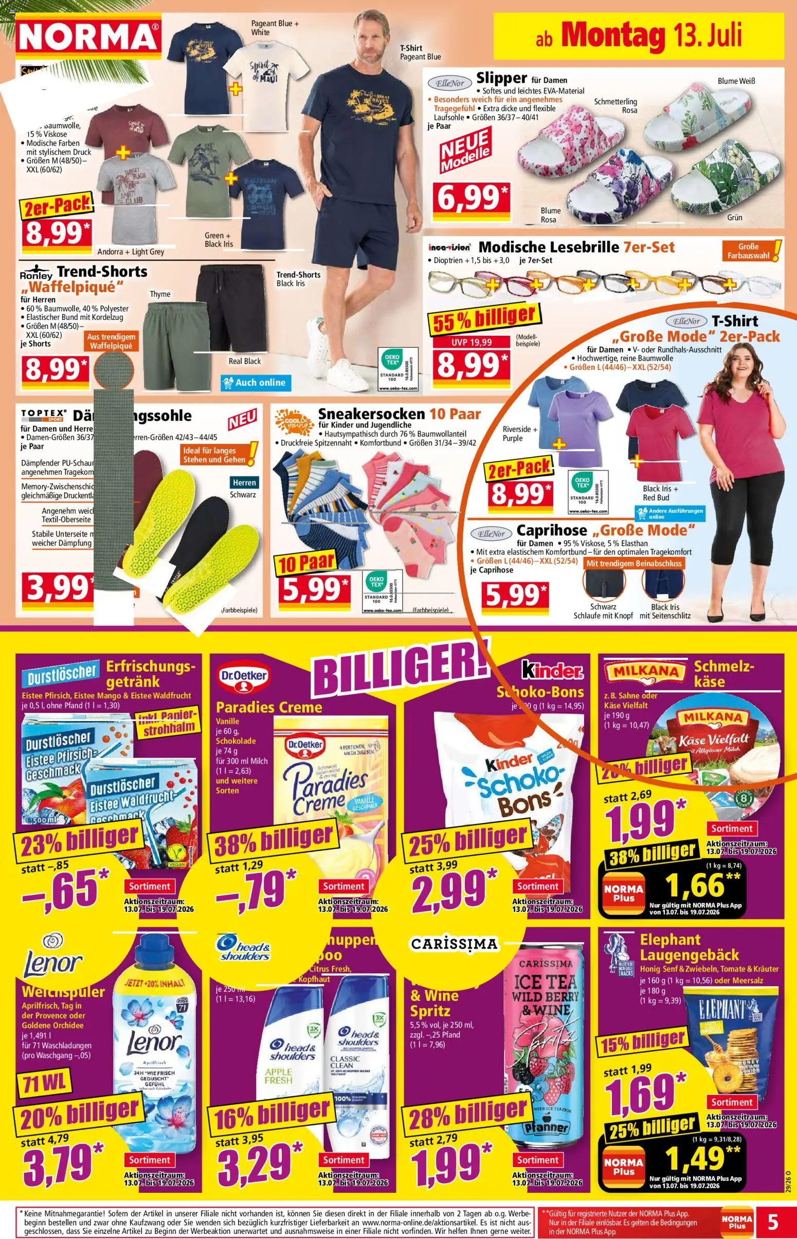 Norma Prospekt – gültig ab 13.07.2026 | Seite: 5 | Produkte: Caprihose, Milch, Milkana, Mango