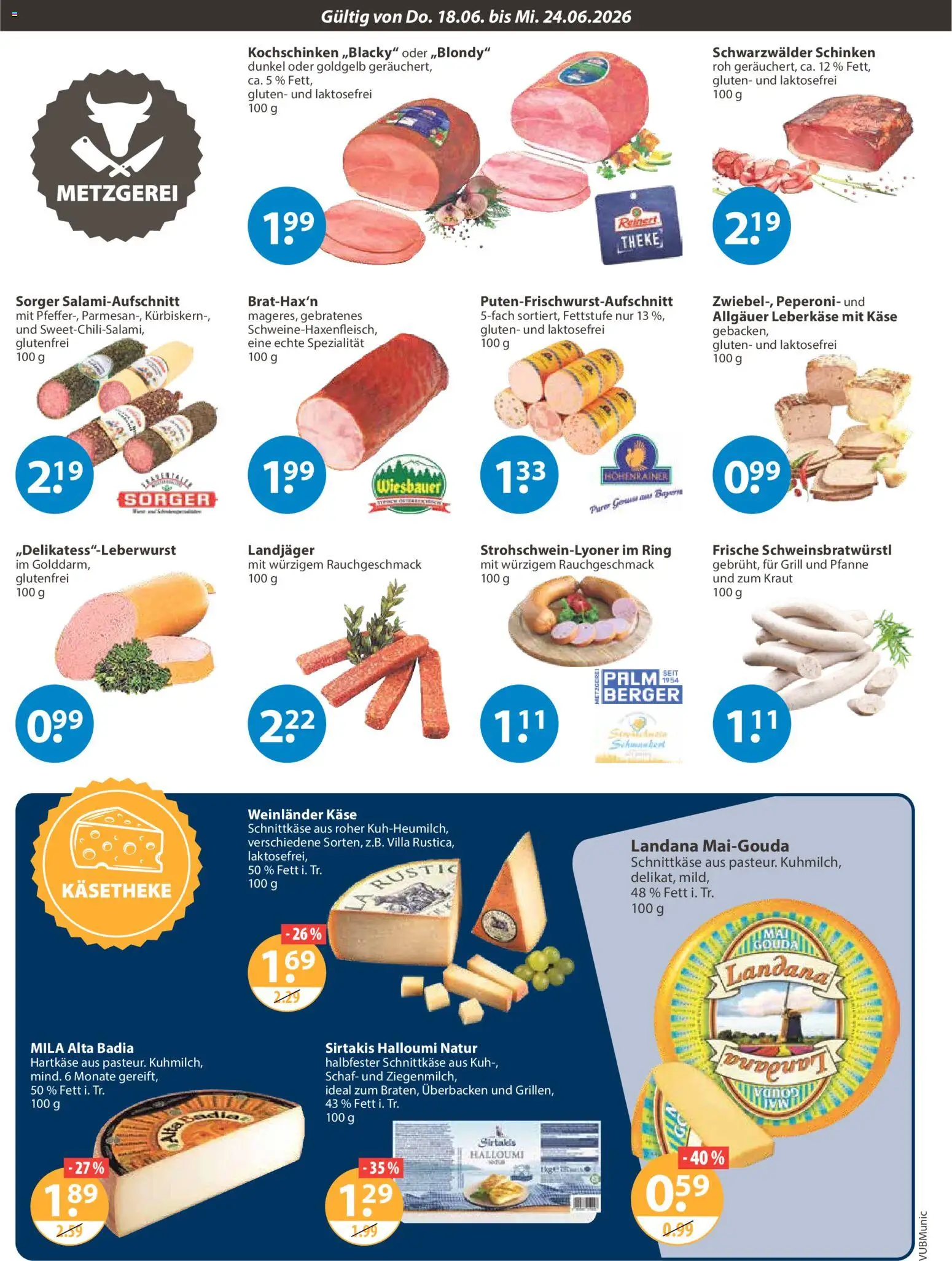 V-Markt München – gültig ab 18.06.2026 | Seite: 2 | Produkte: Käse, Theke, Kraut, Leberkase