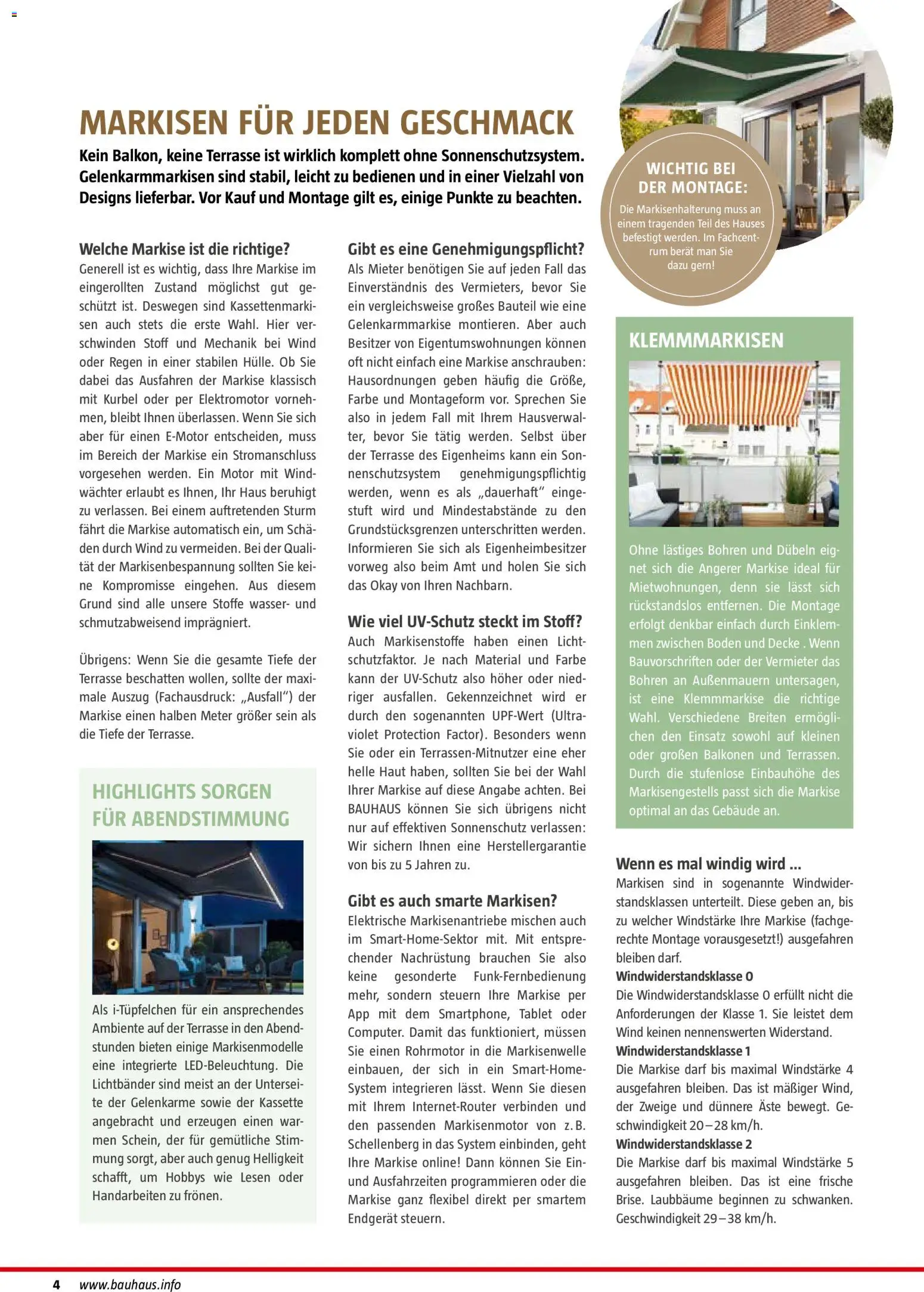 Bauhaus Markisen – gültig ab 30.06.2026 | Seite: 4 | Produkte: Rum, Wasser, Tablet