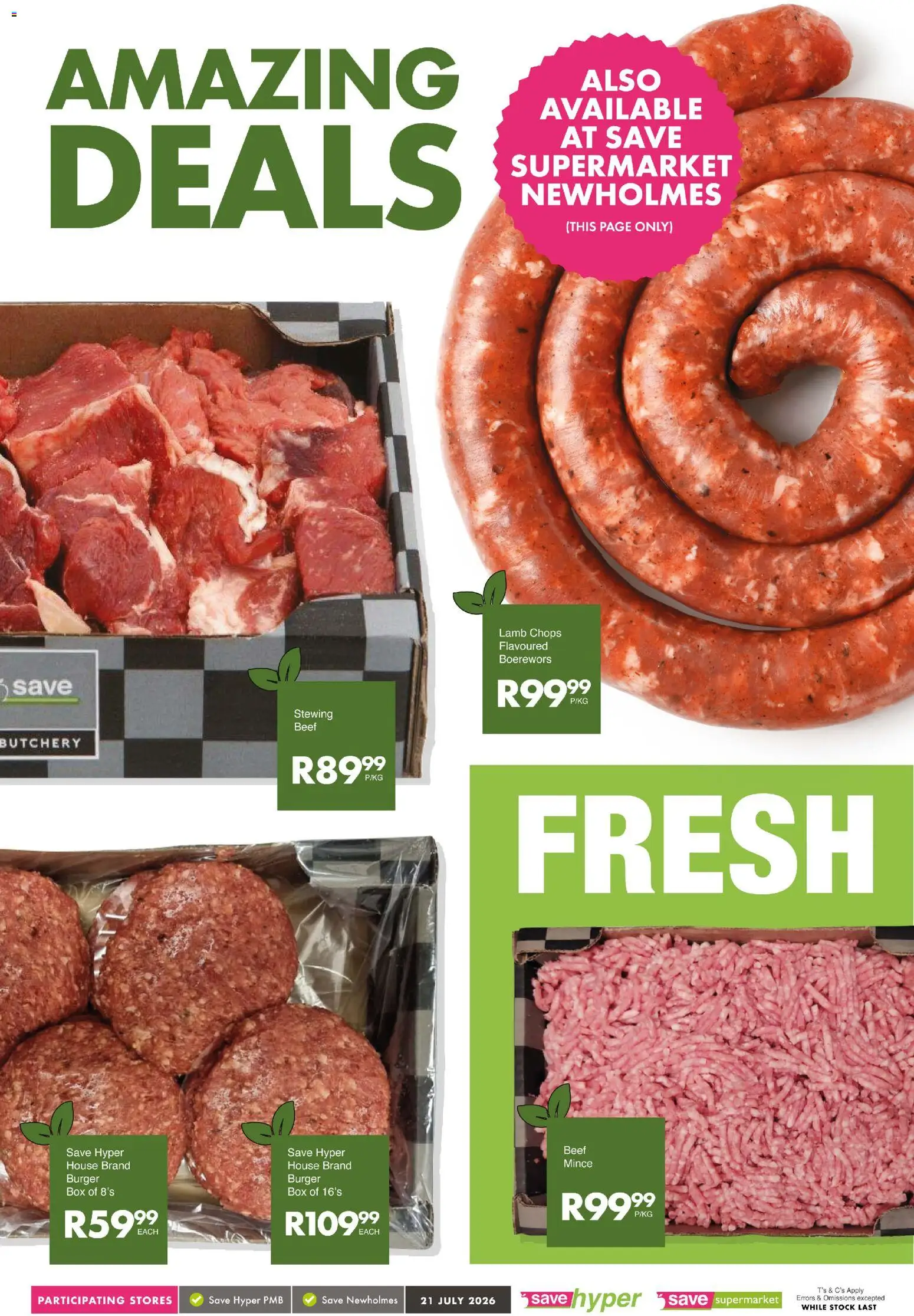 New Save catalogue – valid from 21/07/2026 | Page: 8 | Products: Boerewors, Box, Beef, Stock