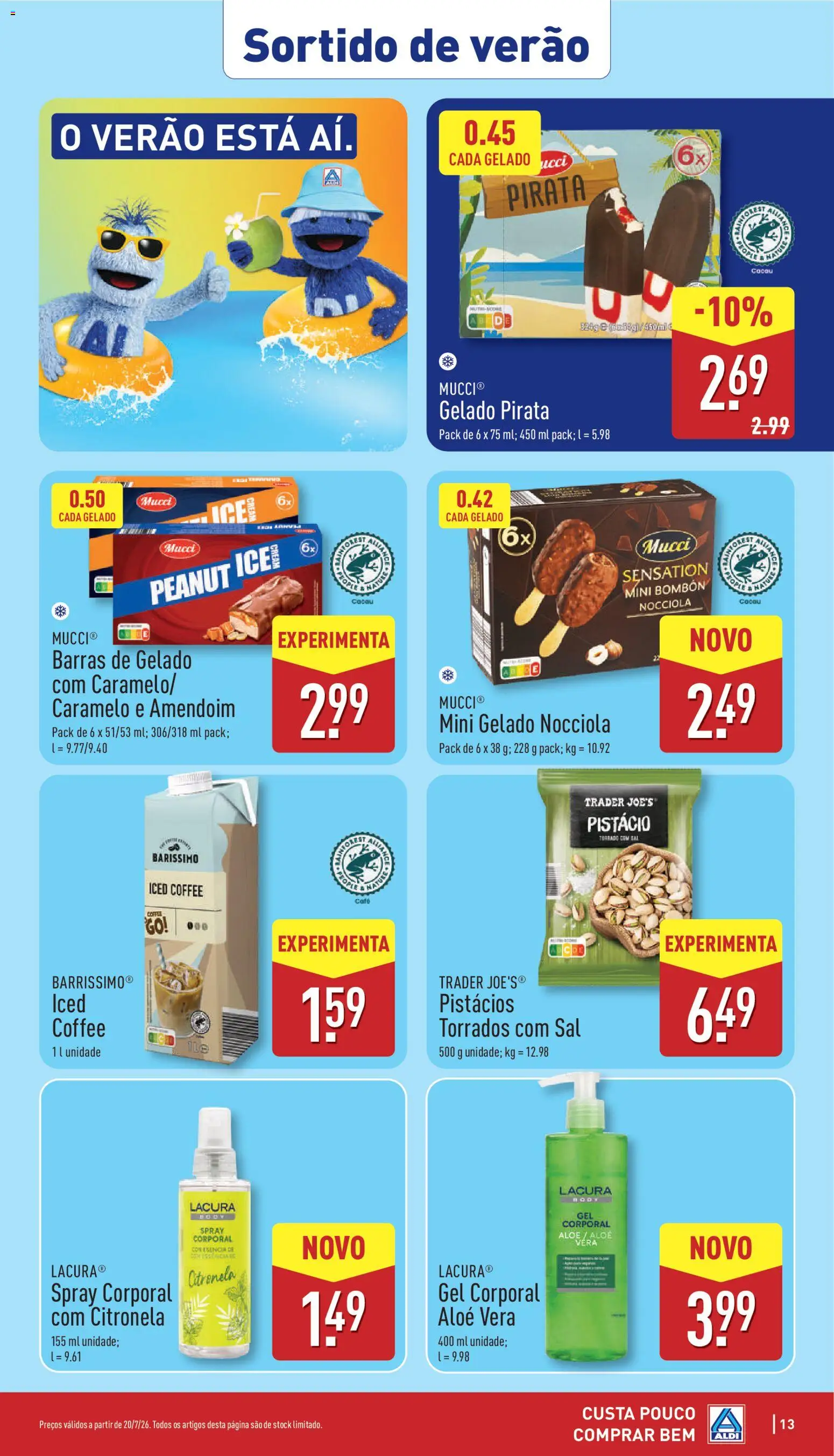 Aldi folheto │ válido de 20/07/2026 | Página: 13 | Produtos: Cacau, Sal, Aloe Vera, Café