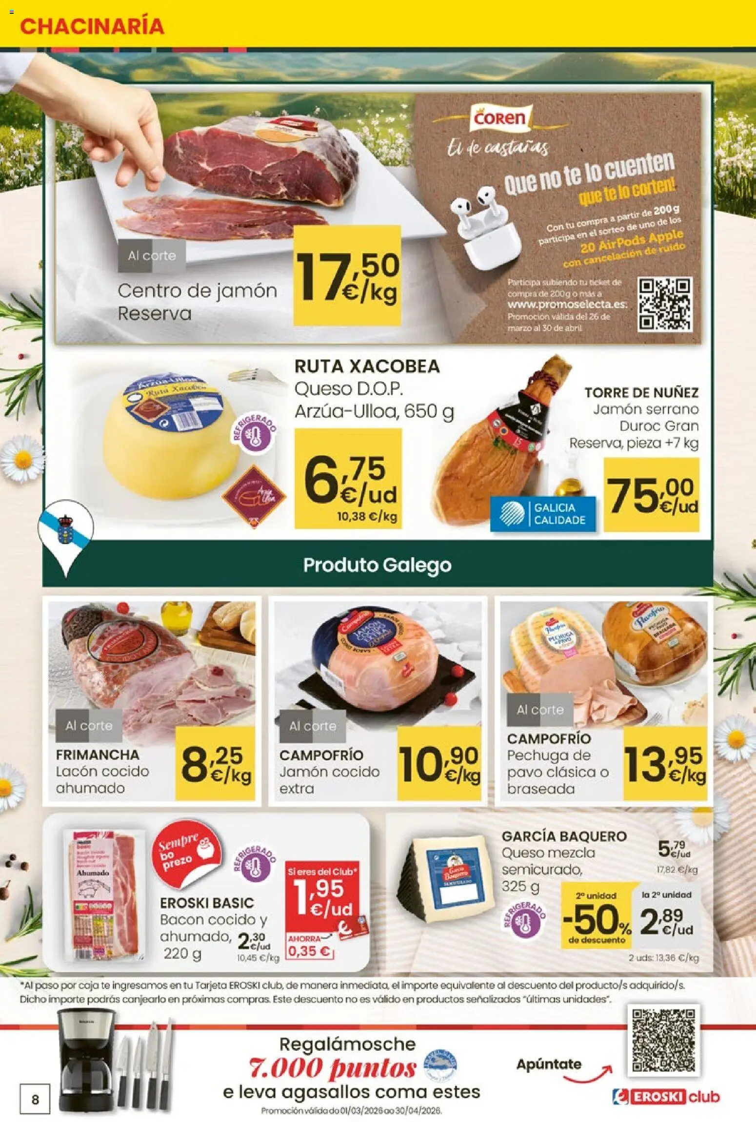Eroski Quieres ahorrar conmigo │ válido desde el 16.04.2026 | Página: 8 | Productos: Jamón, Té, Apple, Caja