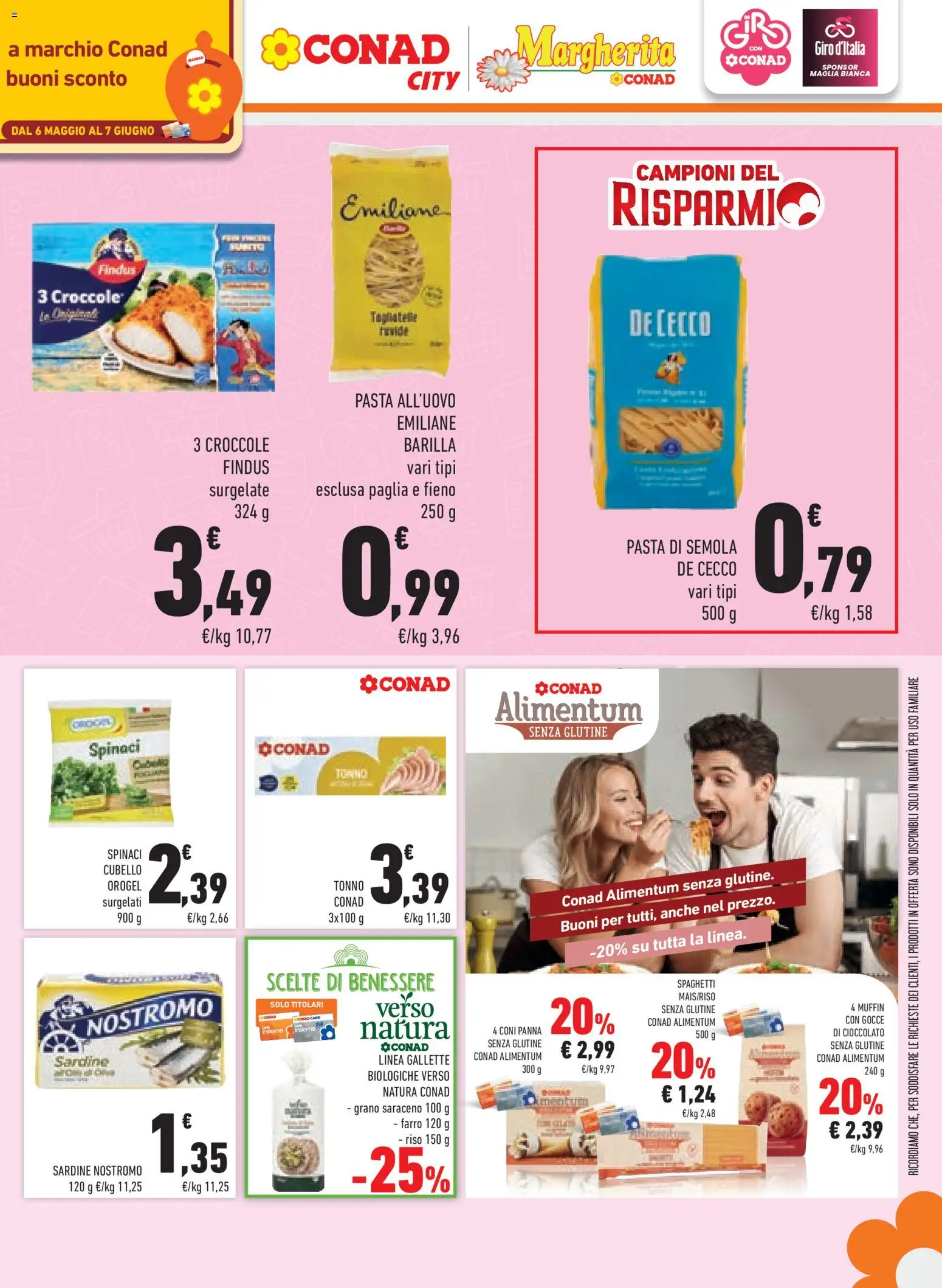 Volantino Conad del 06.05.2026 | Pagina: 9 | Prodotti: Pasta, Spinaci, Muffin, Tonno