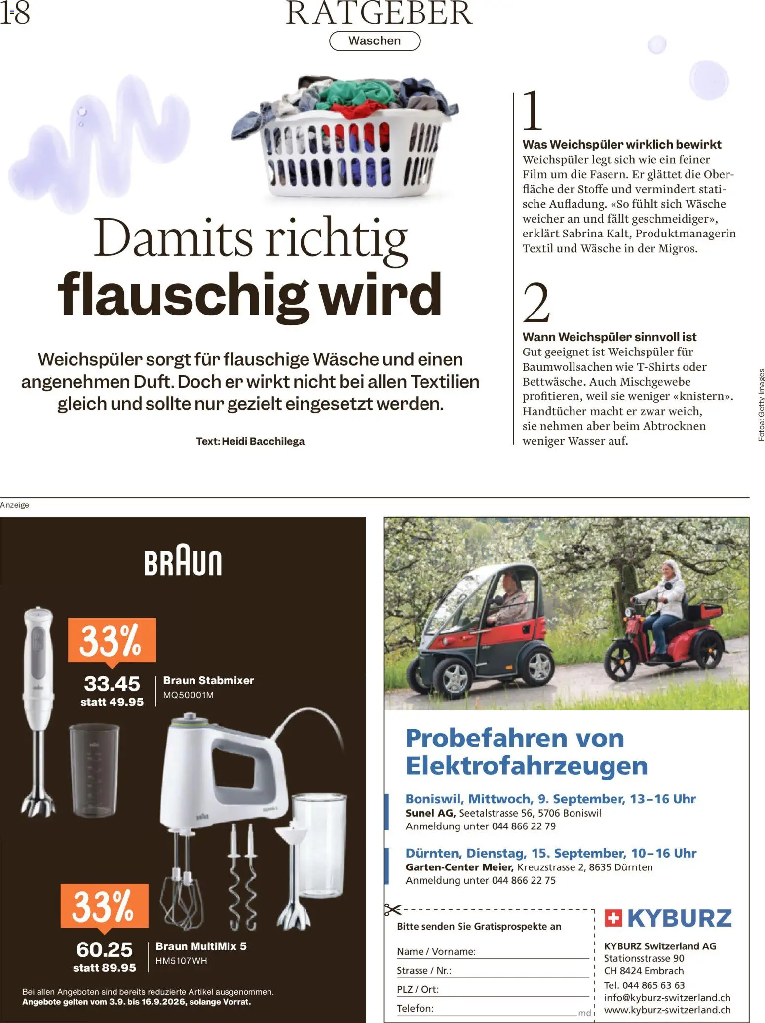 Migros aktionen Magazin – gültig ab 02.09.2026 | Seite: 18 | Produkte: Handtücher, Weichspüler, Wasser, Uhr