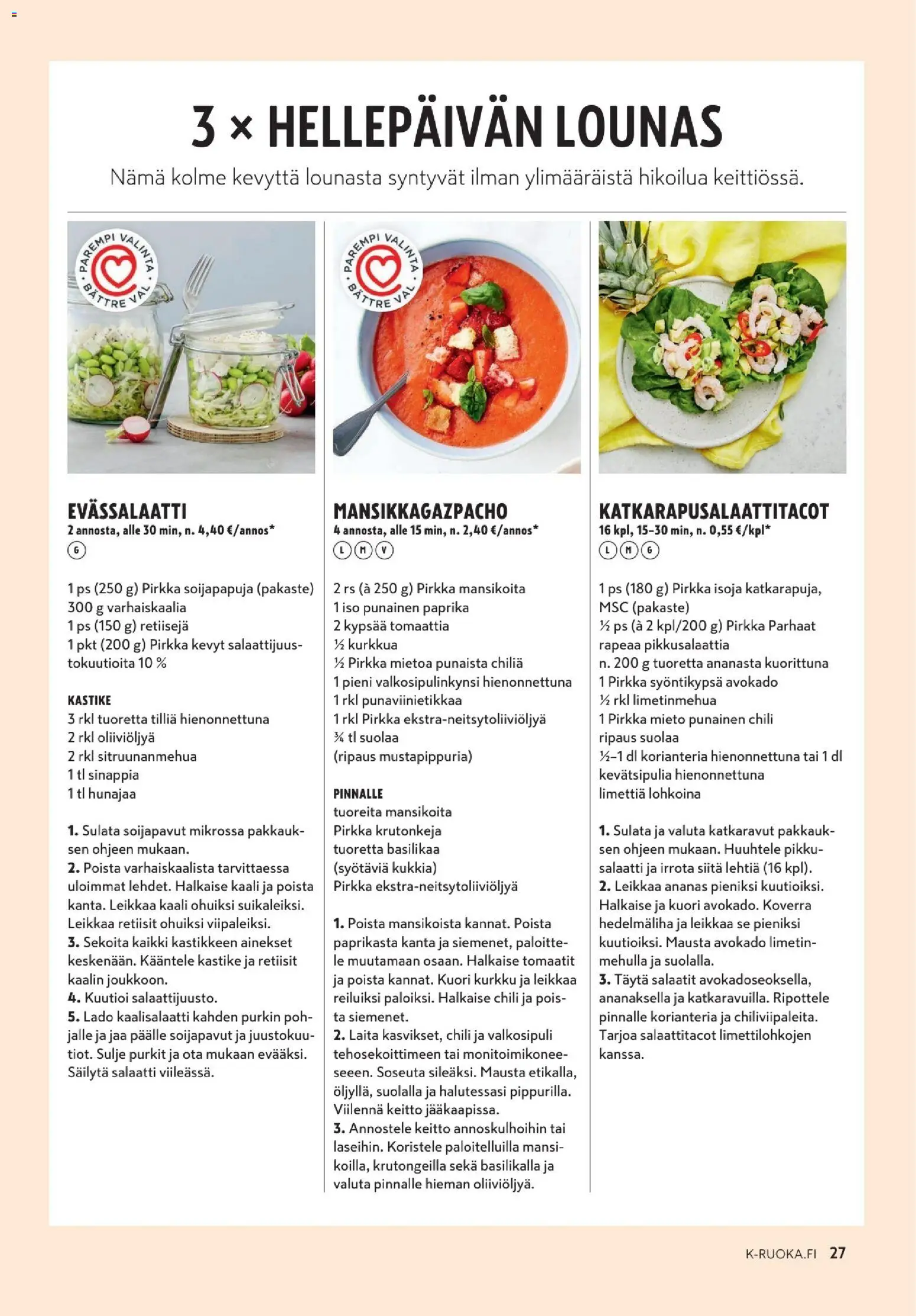 K-Supermarket tarjoukset - K-Ruoka – voimassa 10.06.2026 alkaen | Sivu: 27 | Tuotteet: Avokado, Keitto, Paprika, Salaatti