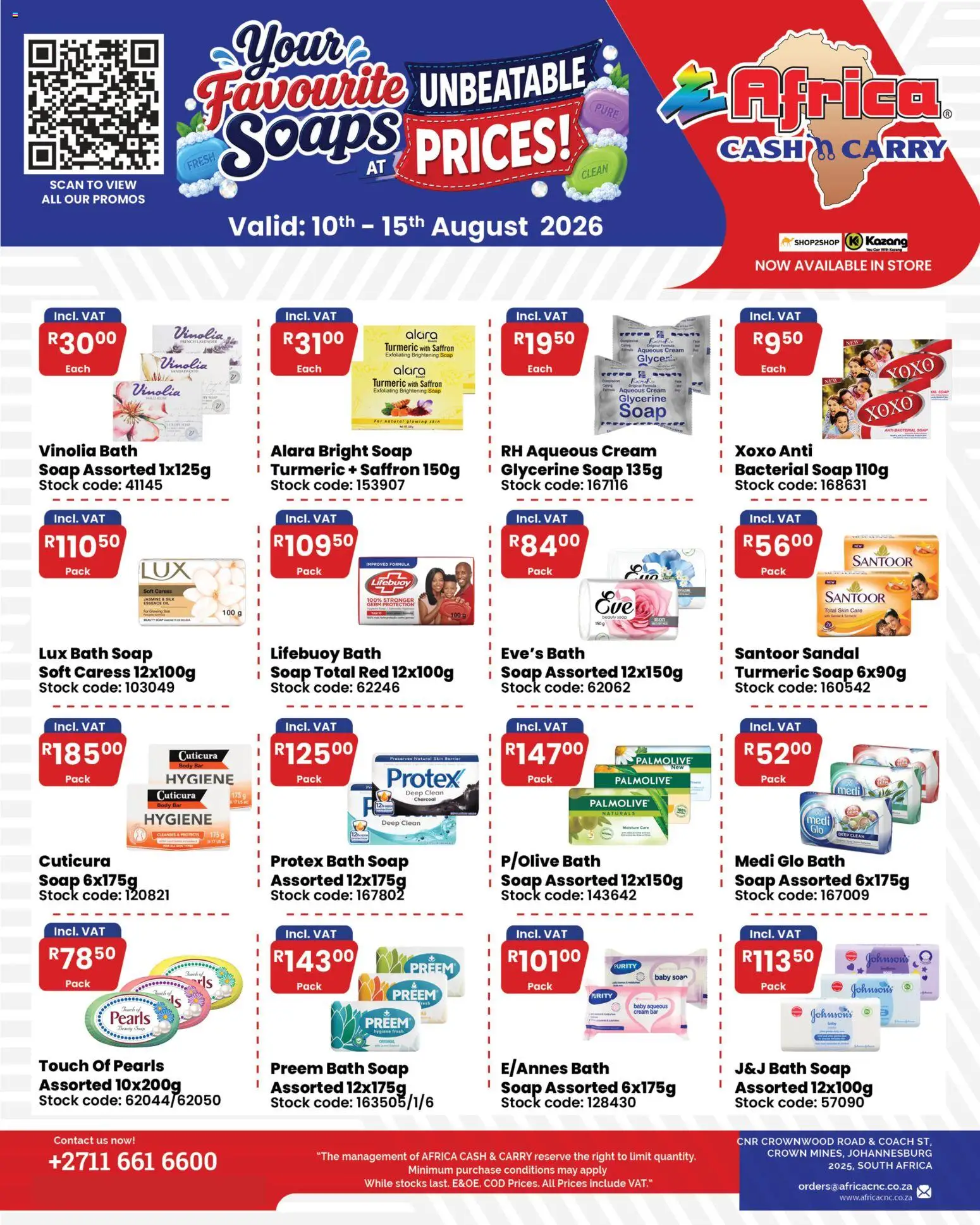 New Africa Cash & Carry catalogue – valid from 10/08/2026 | Page: 1 | Products: Oil, Cream, Stock, Soap