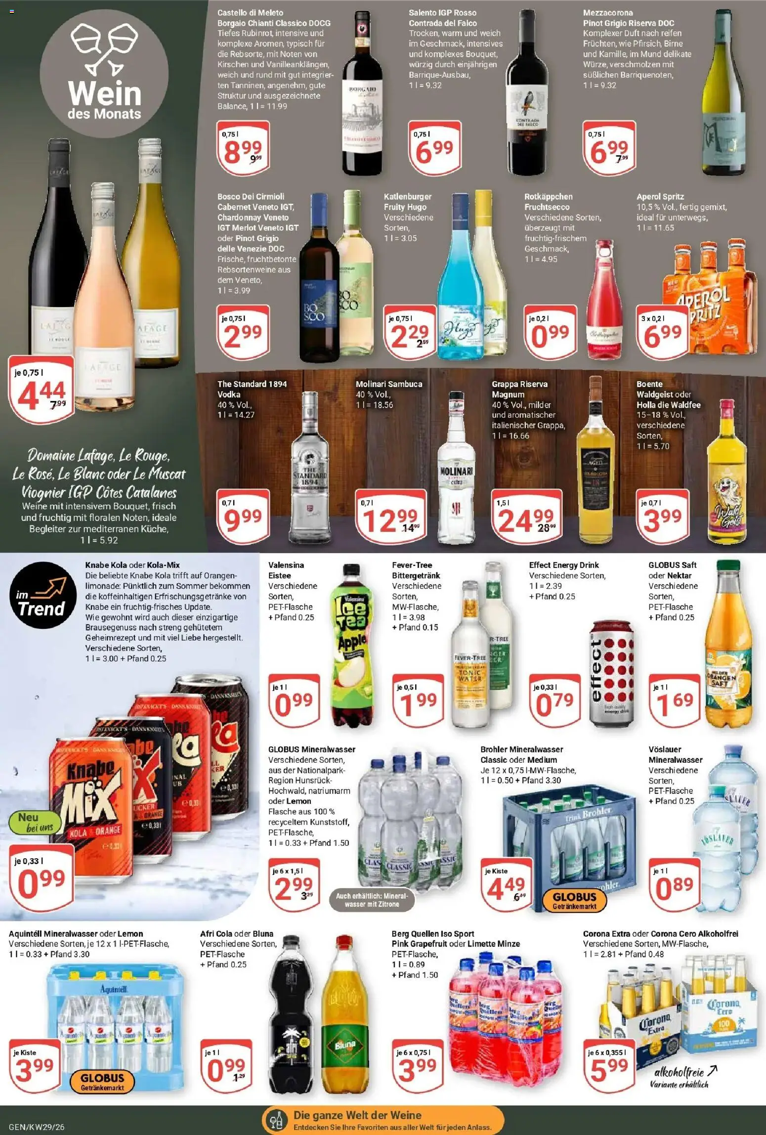 Globus Prospekt Gensingen – gültig ab 13.07.2026 | Seite: 16 | Produkte: Cola, Valensina, Aperol, Vodka