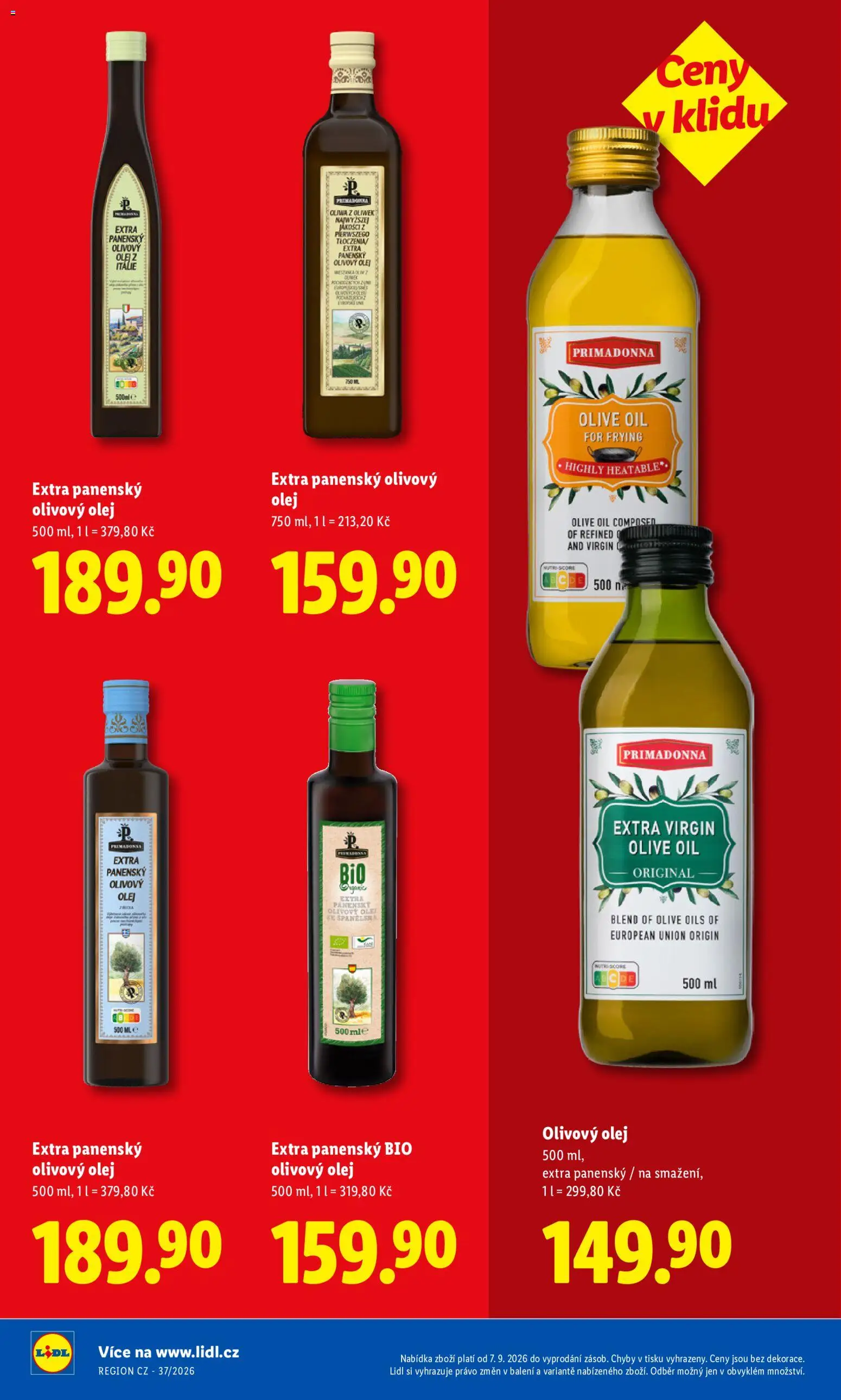 Lidl leták - Pro čistou domácnost máme všechno od 07.09.2026 | Strana: 34 | Produkty: Olivový olej, Olej, Extra panenský olivový olej