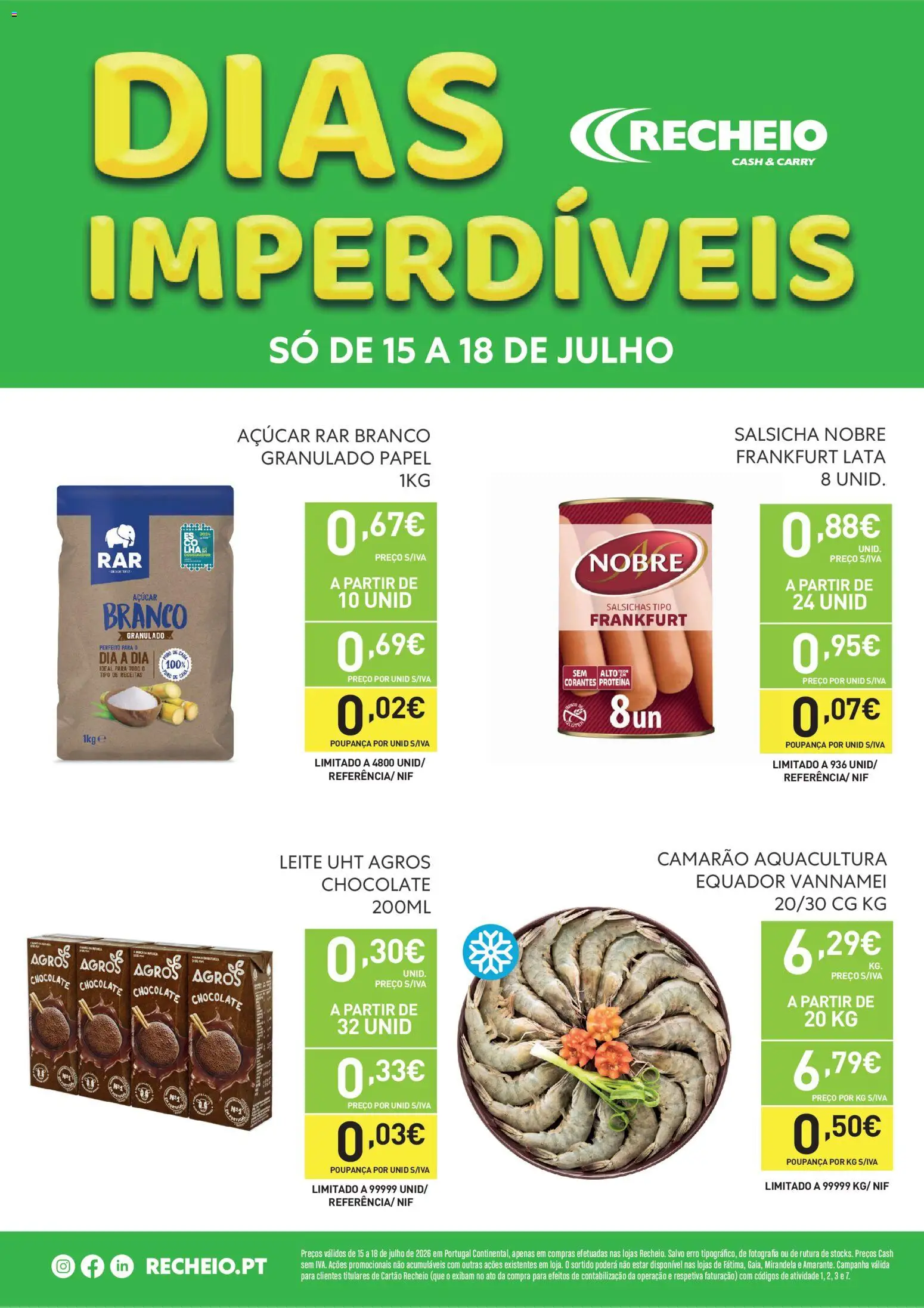 Recheio Dias Imperdíveis │ válido de 15/07/2026 | Página: 2 | Produtos: Camarão, Salsicha, Leite, Açúcar