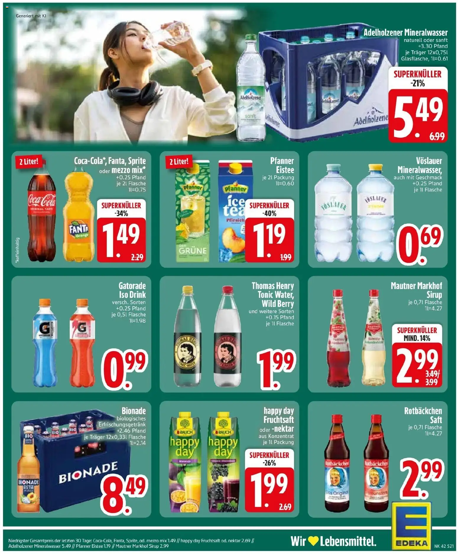 Edeka Prospekt Neusäß-Steppach (ab 12.10.2026) » Angebote Online | Seite: 23 | Produkte: Coca cola, Bionade, Pfanner eistee, Mineralwasser