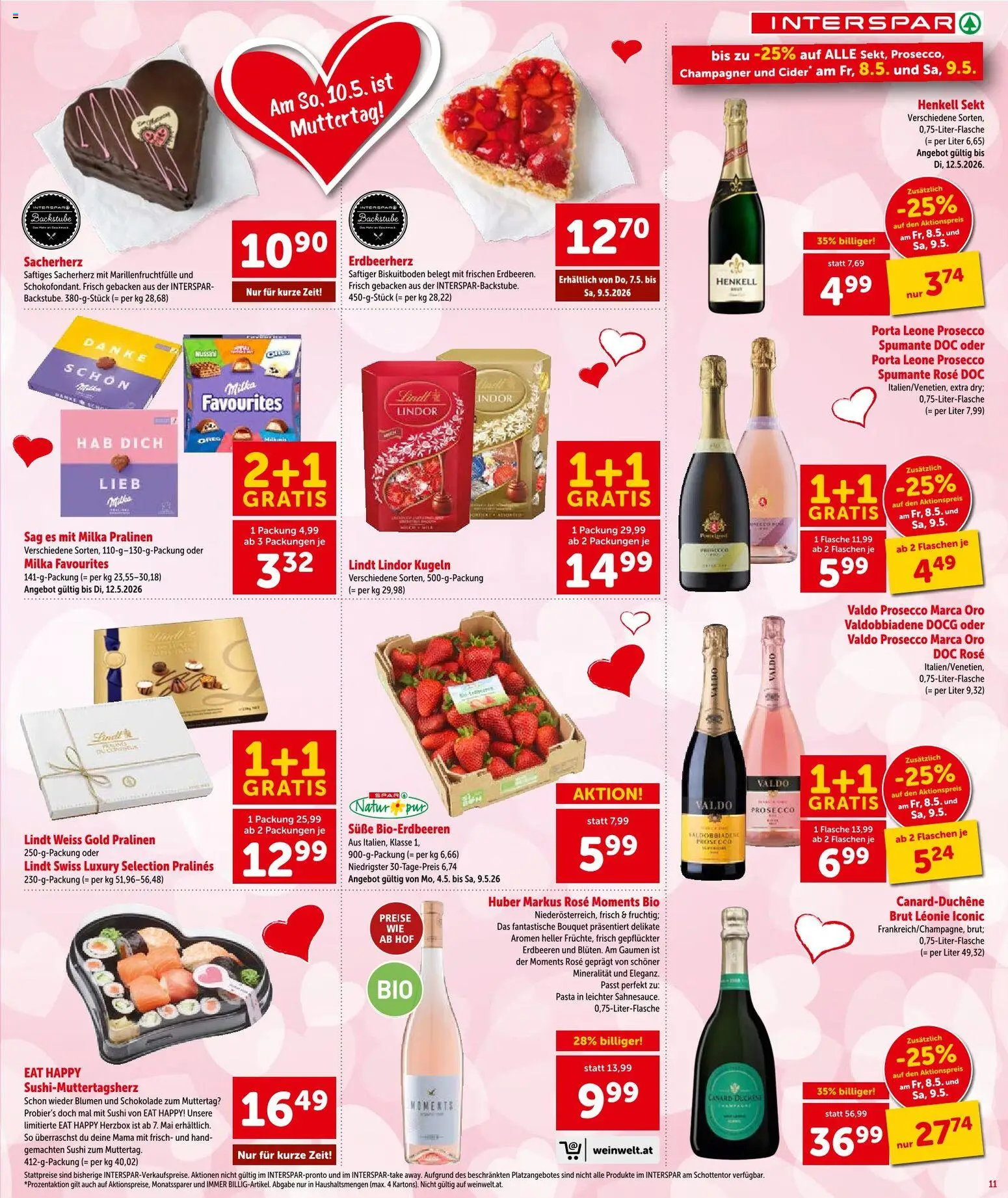 Interspar Flugblatt - Osttirol gültig ab 07.05.2026 | Seite: 11 | Produkte: Erdbeeren, Pasta, Schokolade