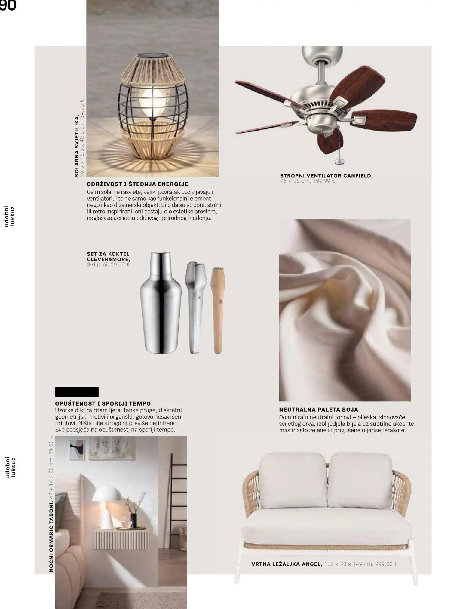 Lesnina katalog | vrijedi od 10.09.2026 | Stranica: 90 | Proizvodi: Ventilator, Ležaljka, Stropni ventilator, Vrtna ležaljka