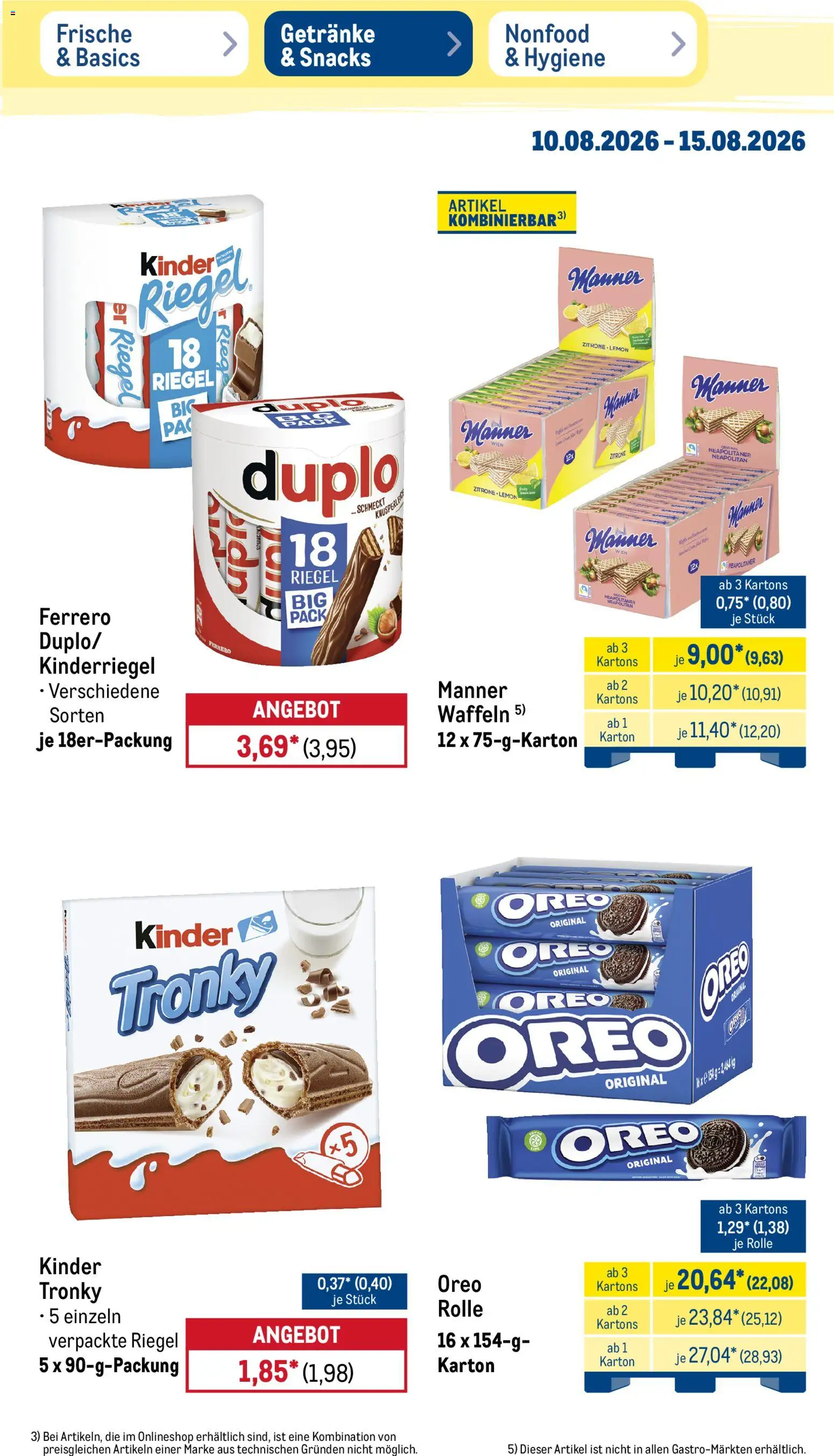 Metro NonFood-Angebote – gültig ab 10.08.2026 | Seite: 18 | Produkte: Kinder riegel, Waffeln, Zitrone