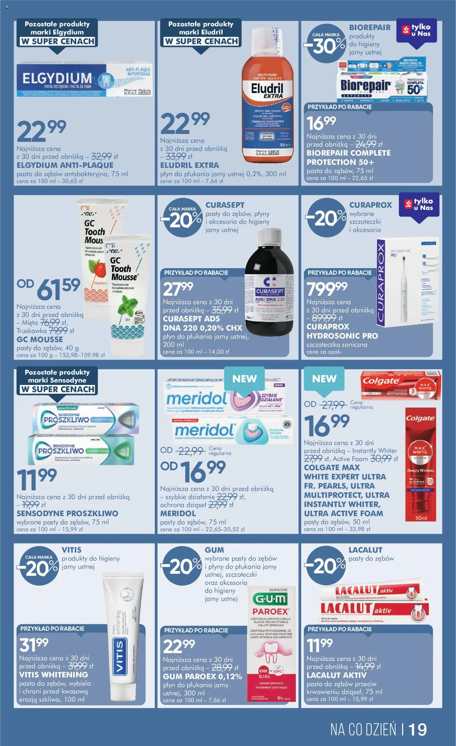 Super-pharm gazetka od 30.05.2026 | Strona: 19 | Produkty: Curaprox, Lacalut, Pasta do zębów, Płyn do płukania jamy ustnej