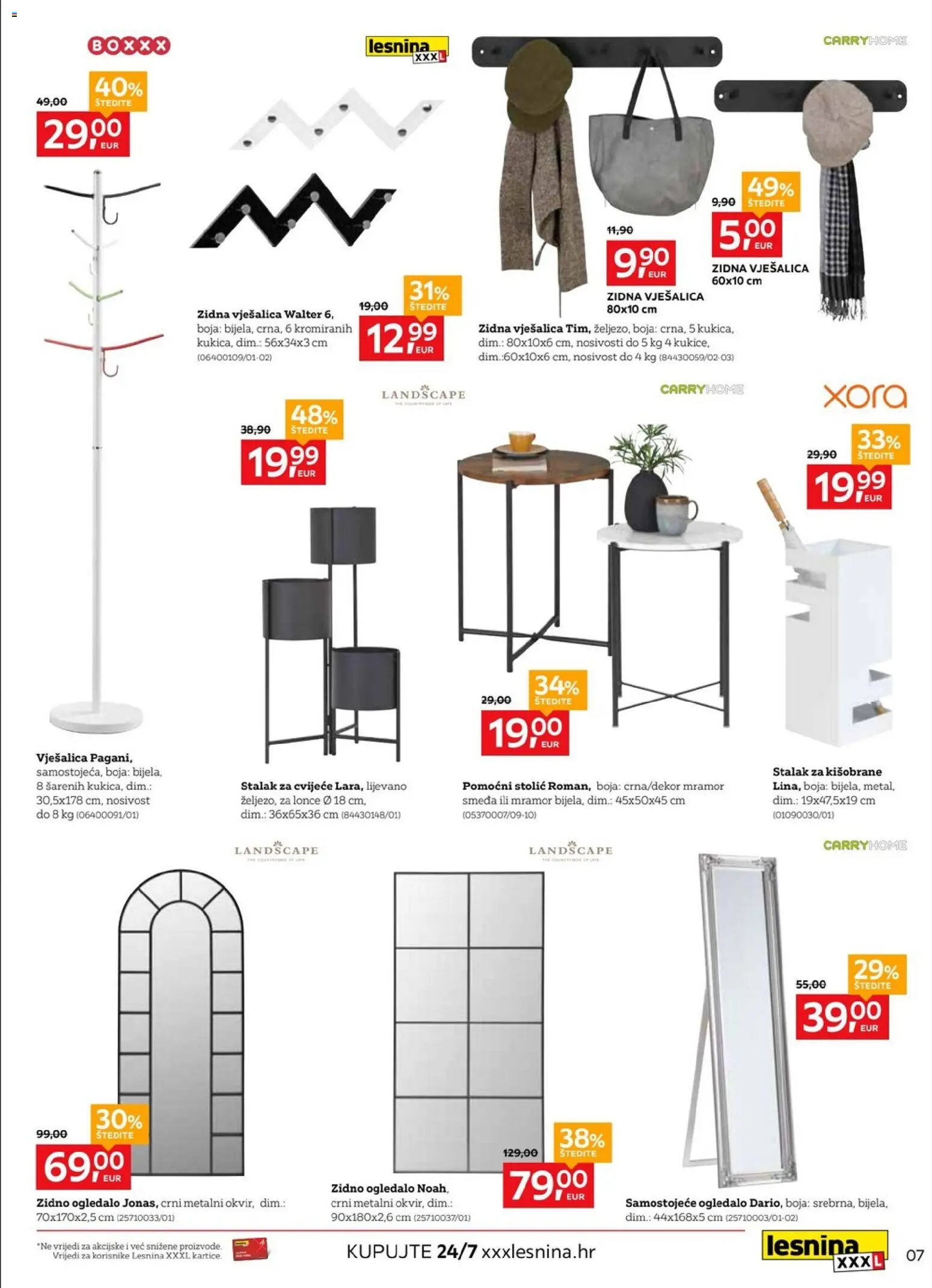 Lesnina katalog | vrijedi od 01.08.2026 | Stranica: 7 | Proizvodi: Cvijeće, Stolić, Ogledalo, Vješalica