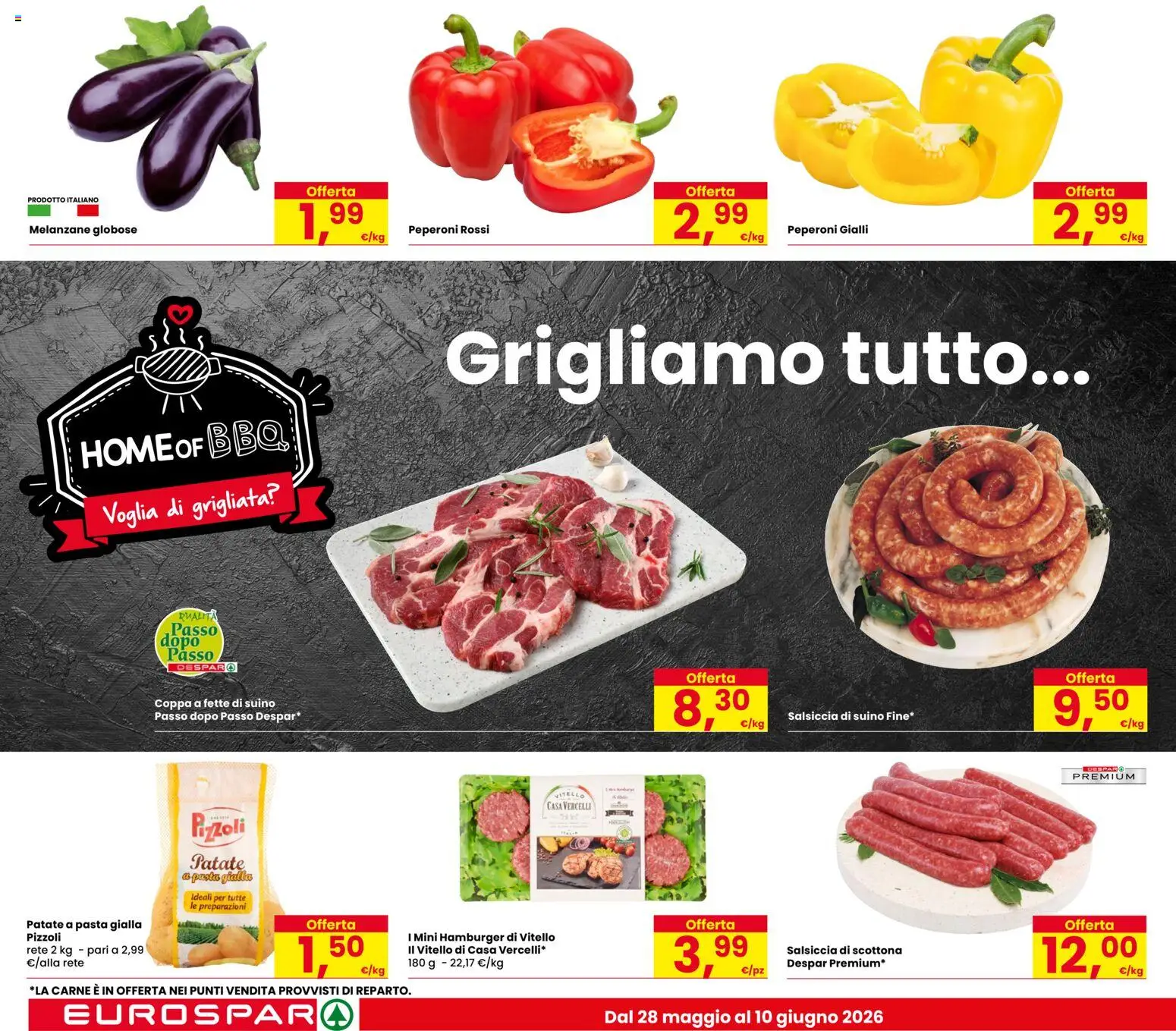 Volantino Despar del 28.05.2026 | Pagina: 2 | Prodotti: Patate, Pasta, Melanzane, Hamburger