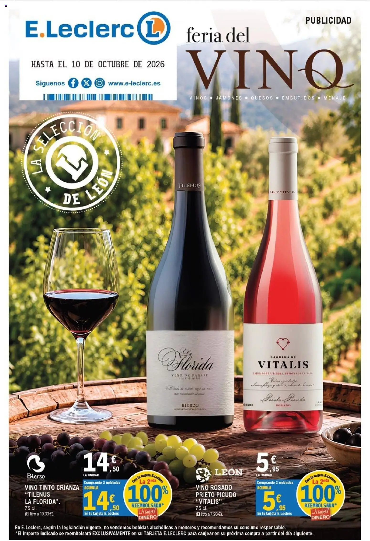 E.Leclerc - León │ válido desde el 21/09/2026 | Página: 23 | Productos: Vino tinto, Vino rosado, Vino, Bebidas
