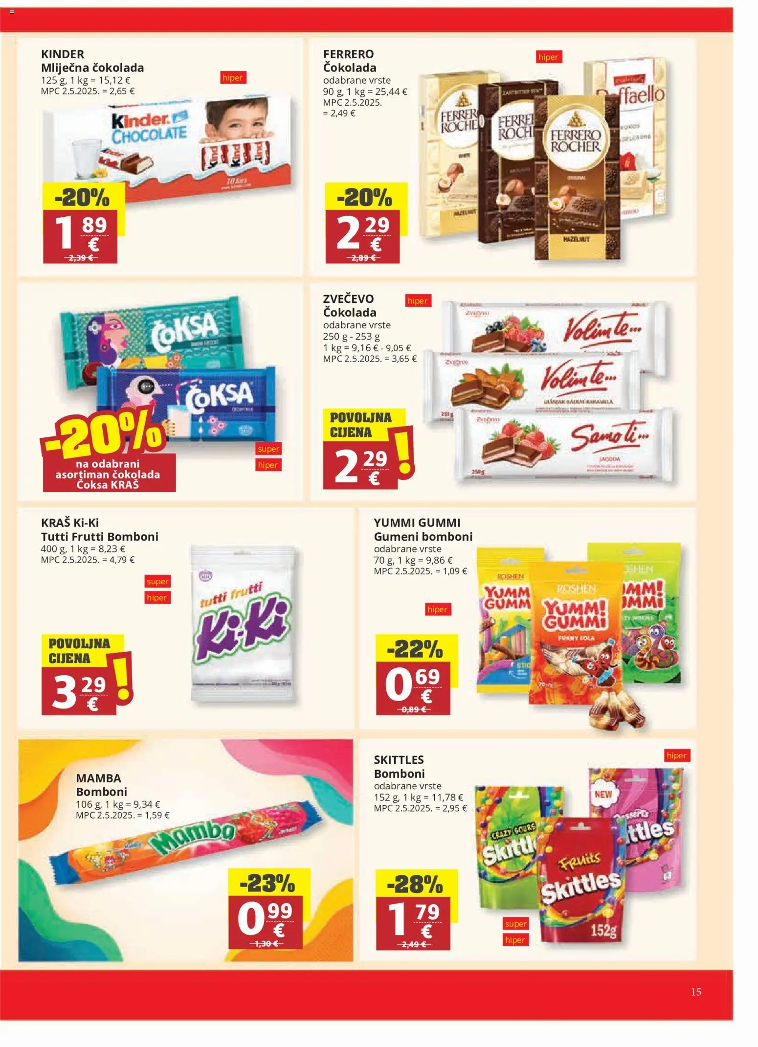Ultra Gros katalog | vrijedi od 14.07.2026 | Stranica: 15 | Proizvodi: Čokolada, Bomboni