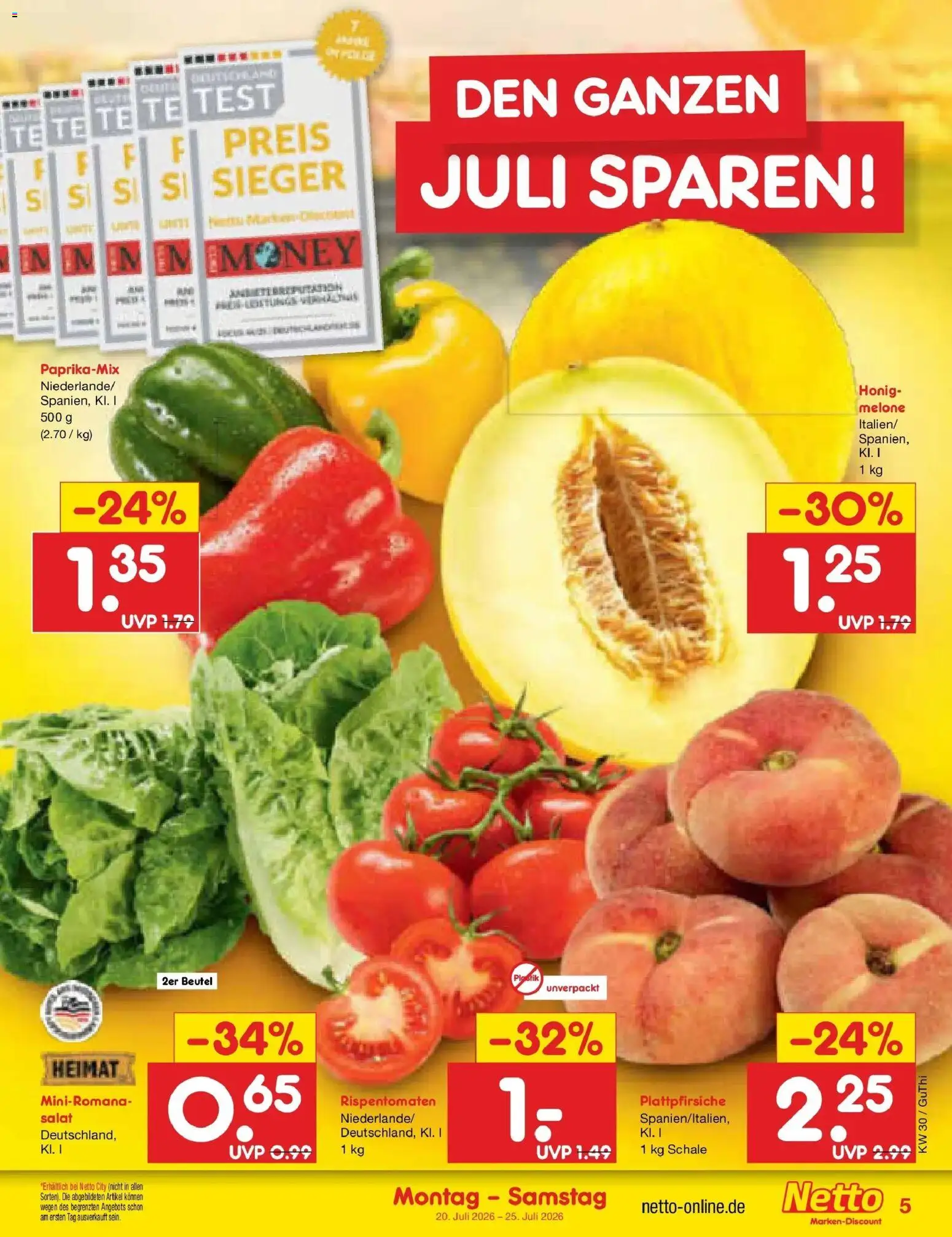 Netto Marken-Discount Prospekt Augustusburg – gültig ab 20.07.2026 | Seite: 5 | Produkte: Melone, Salat