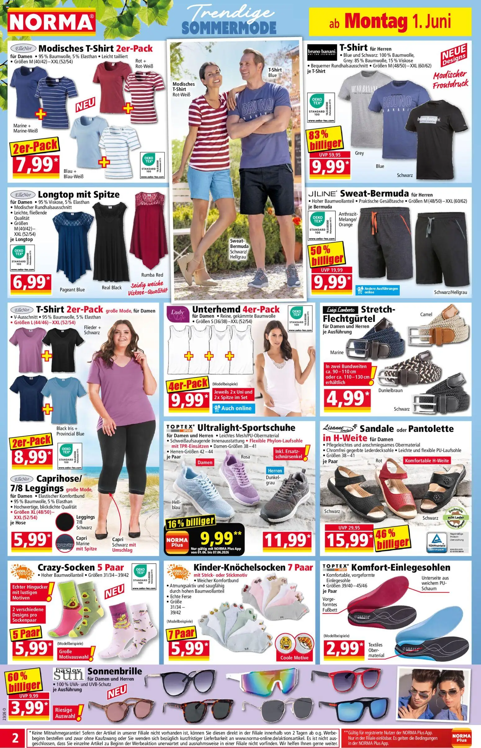 Norma Prospekt – gültig ab 01.06.2026 | Seite: 2 | Produkte: Bermuda, Unterhemd, Hose, Leggings