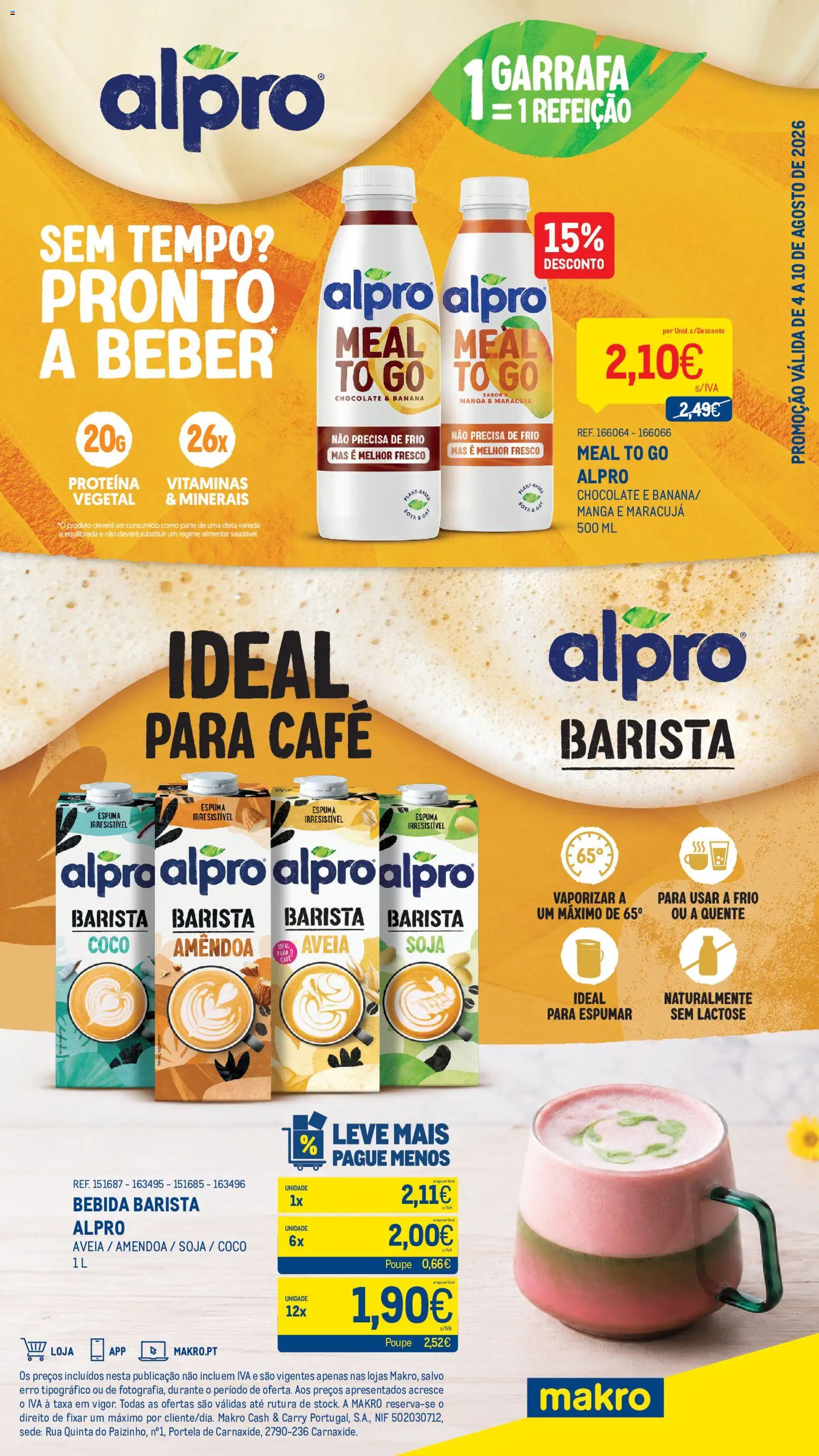 Makro Monofolha Alpro │ válido de 04/08/2026 | Página: 1 | Produtos: Soja, Banana, Café, Chocolate