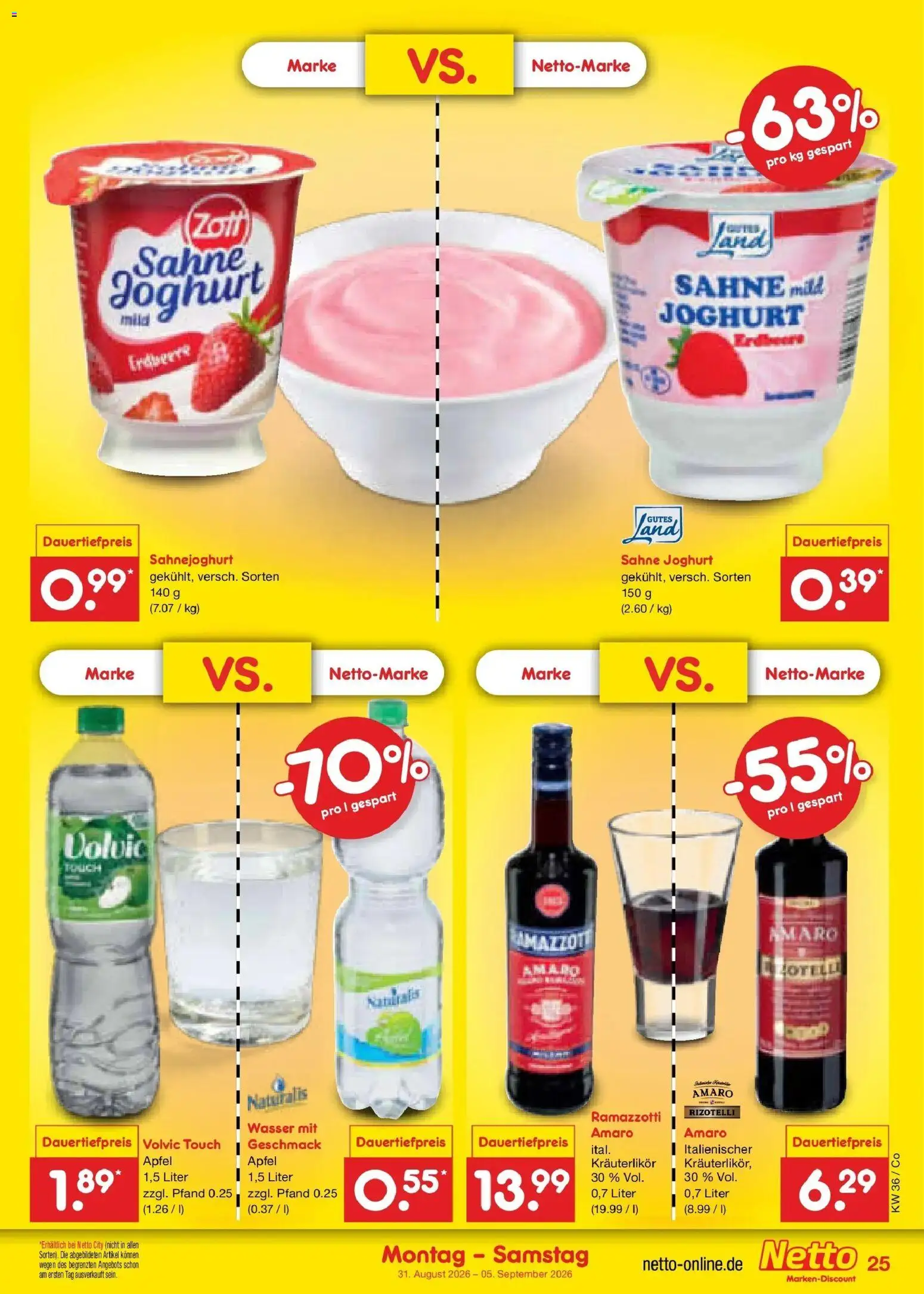 Netto Marken-Discount Prospekt Bitterfeld-Wolfen (ab 31.08.2026) » Angebote | Seite: 35 | Produkte: Volvic touch, Wasser, Volvic, Ramazzotti