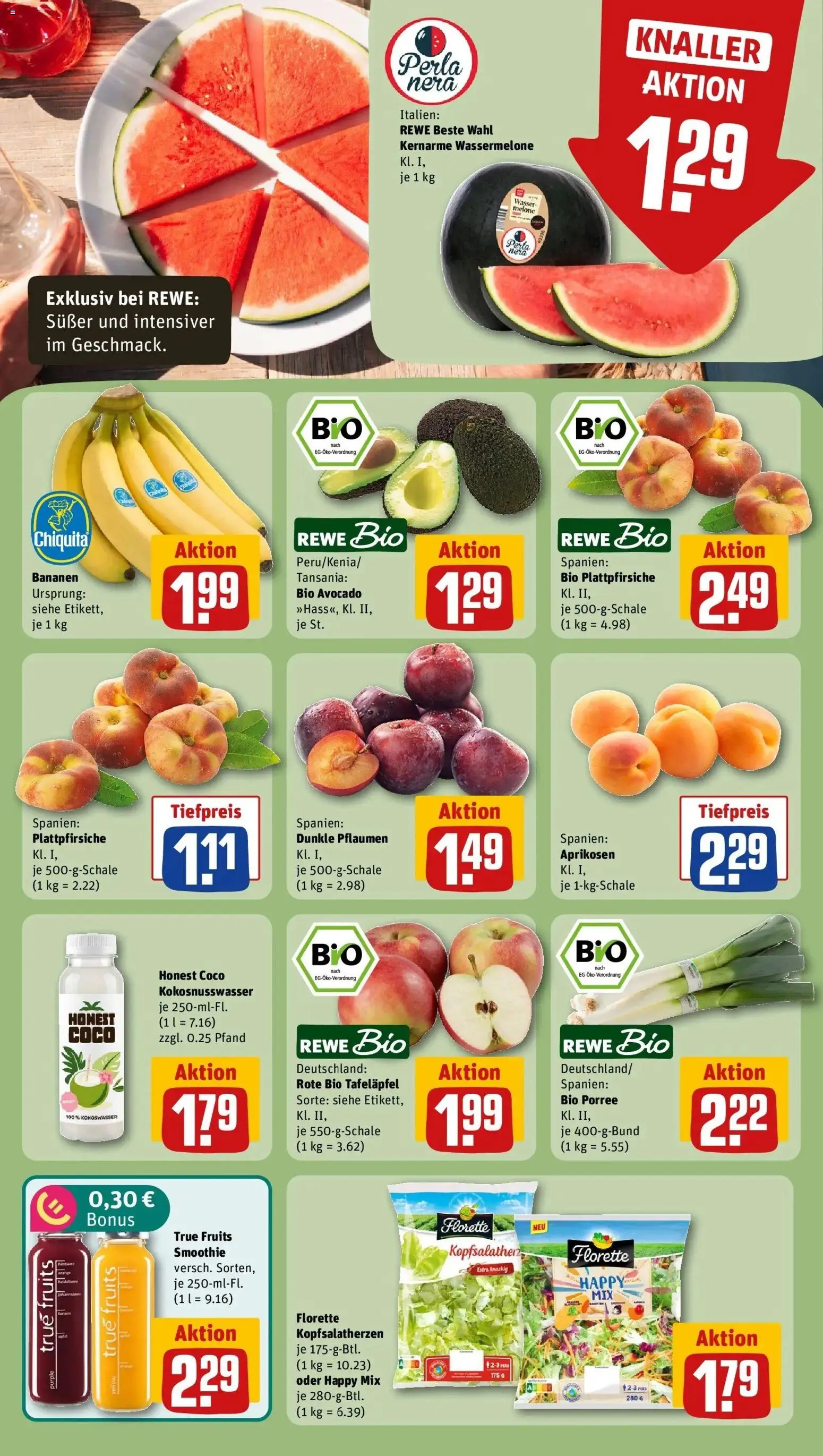 Rewe Prospekt Unna – gültig ab 05.07.2026 | Seite: 4 | Produkte: Pflaumen, Avocado, Wassermelone, Melone