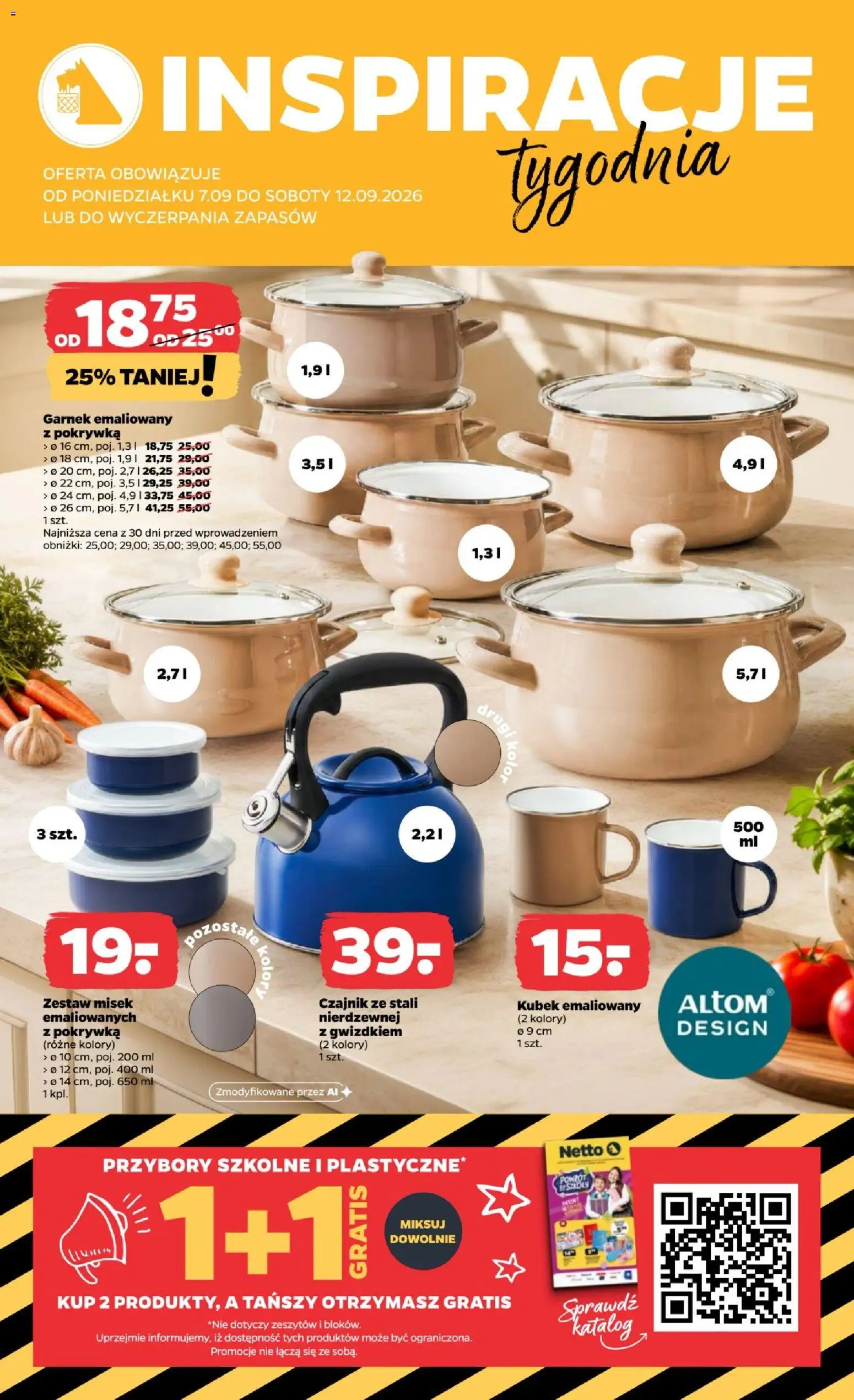 Netto gazetka od poniedziałku NonFood od 07.09.2026 | Strona: 2 | Produkty: Czajnik, Garnek, Przybory szkolne